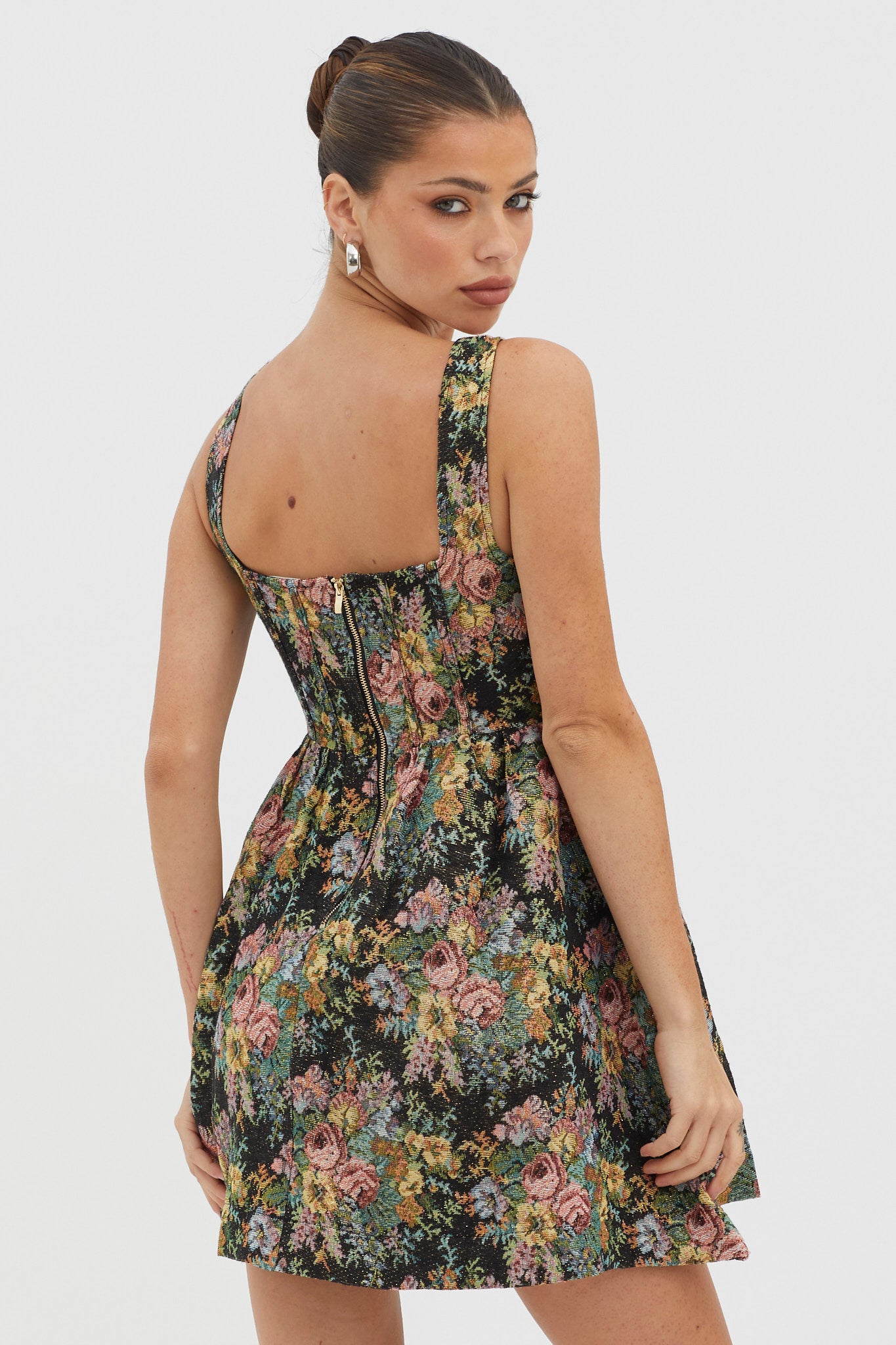 Strong Feelings A-Line Floral Embroidery Dress Black by Selfie Leslie