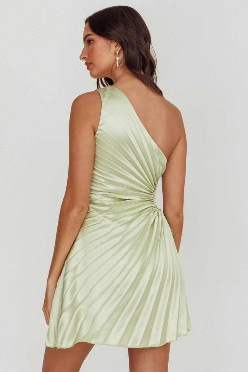 Glow Ray One-Shoulder Pleat Dress Coral