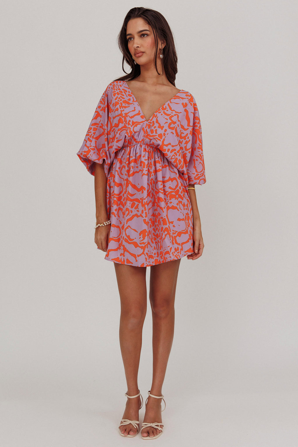 Sugar Coat Print Puff Sleeves Mini Dress Lavender by Selfie Leslie