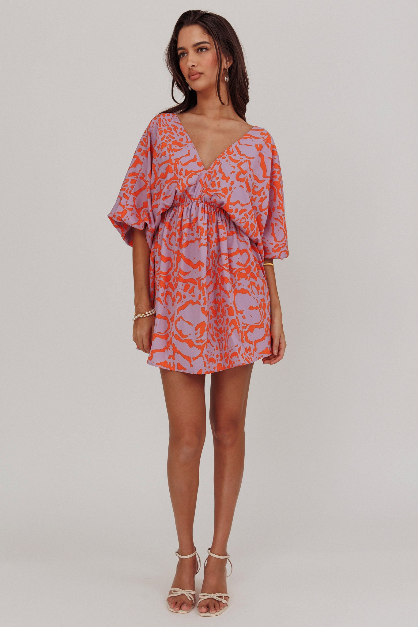 Sugar Coat Print Puff Sleeves Mini Dress Lavender by Selfie Leslie