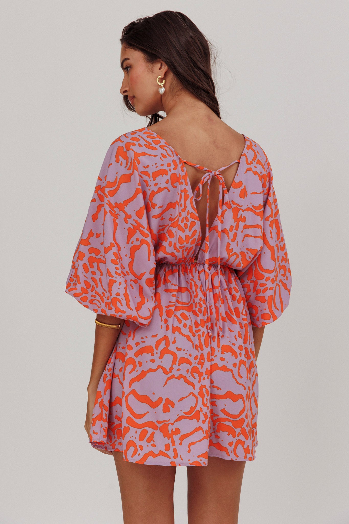 Sugar Coat Print Puff Sleeves Mini Dress Lavender by Selfie Leslie