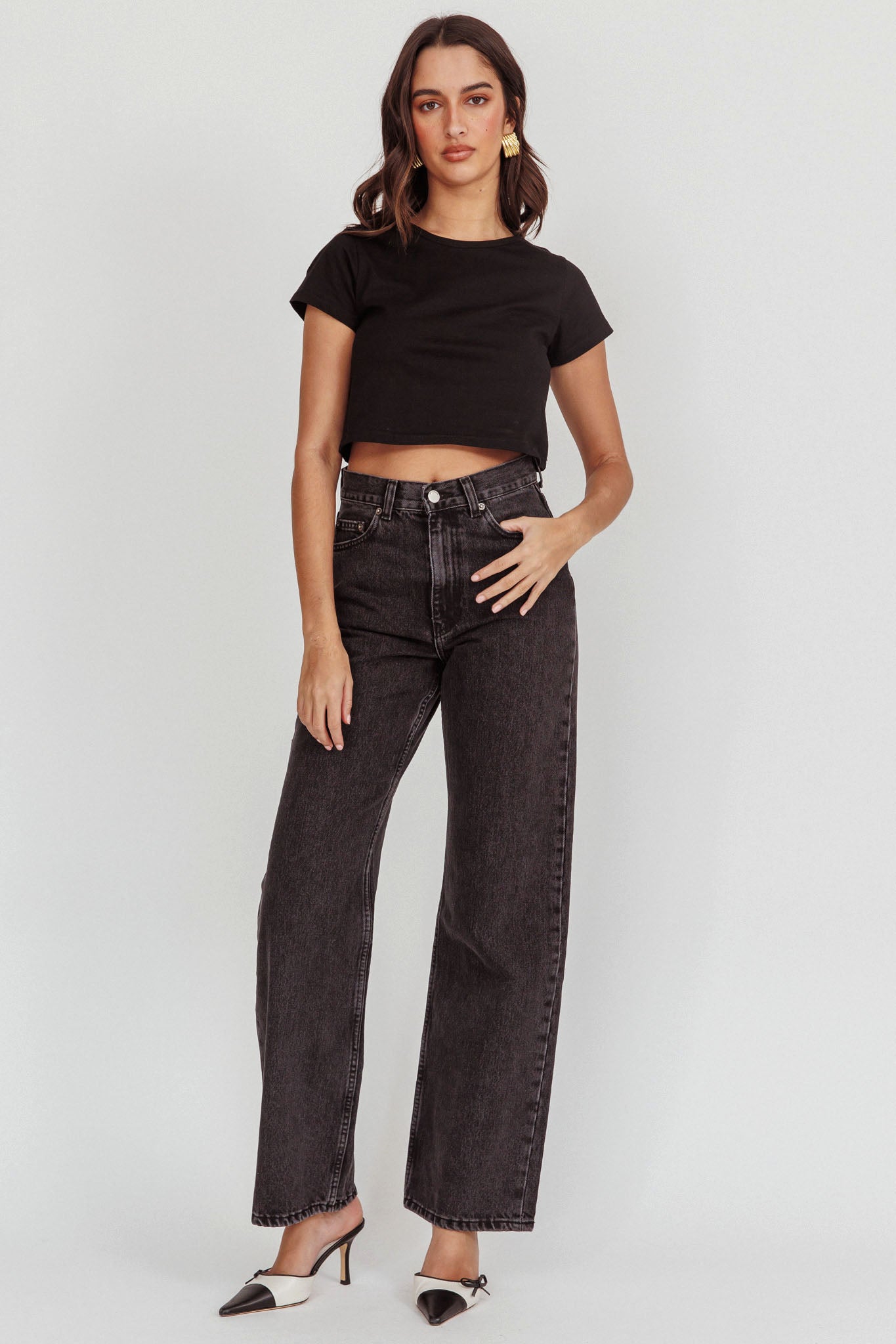 DR DENIM Echo Straight Jeans Retro Black by Selfie Leslie