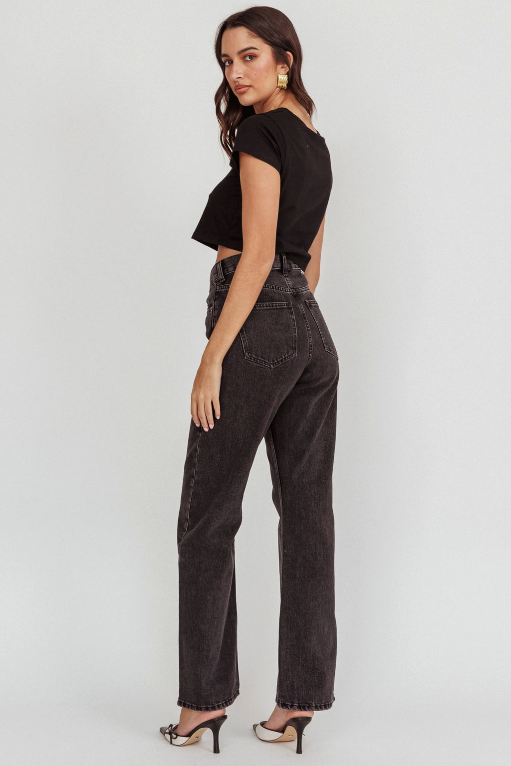 DR DENIM Echo Straight Jeans Retro Black by Selfie Leslie