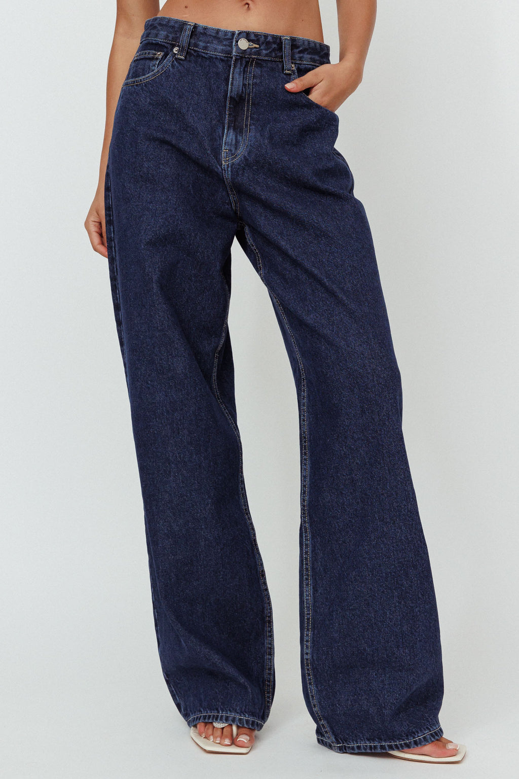Dr Denim Donna Baggy Jeans Pebble Dark Retro by Selfie Leslie