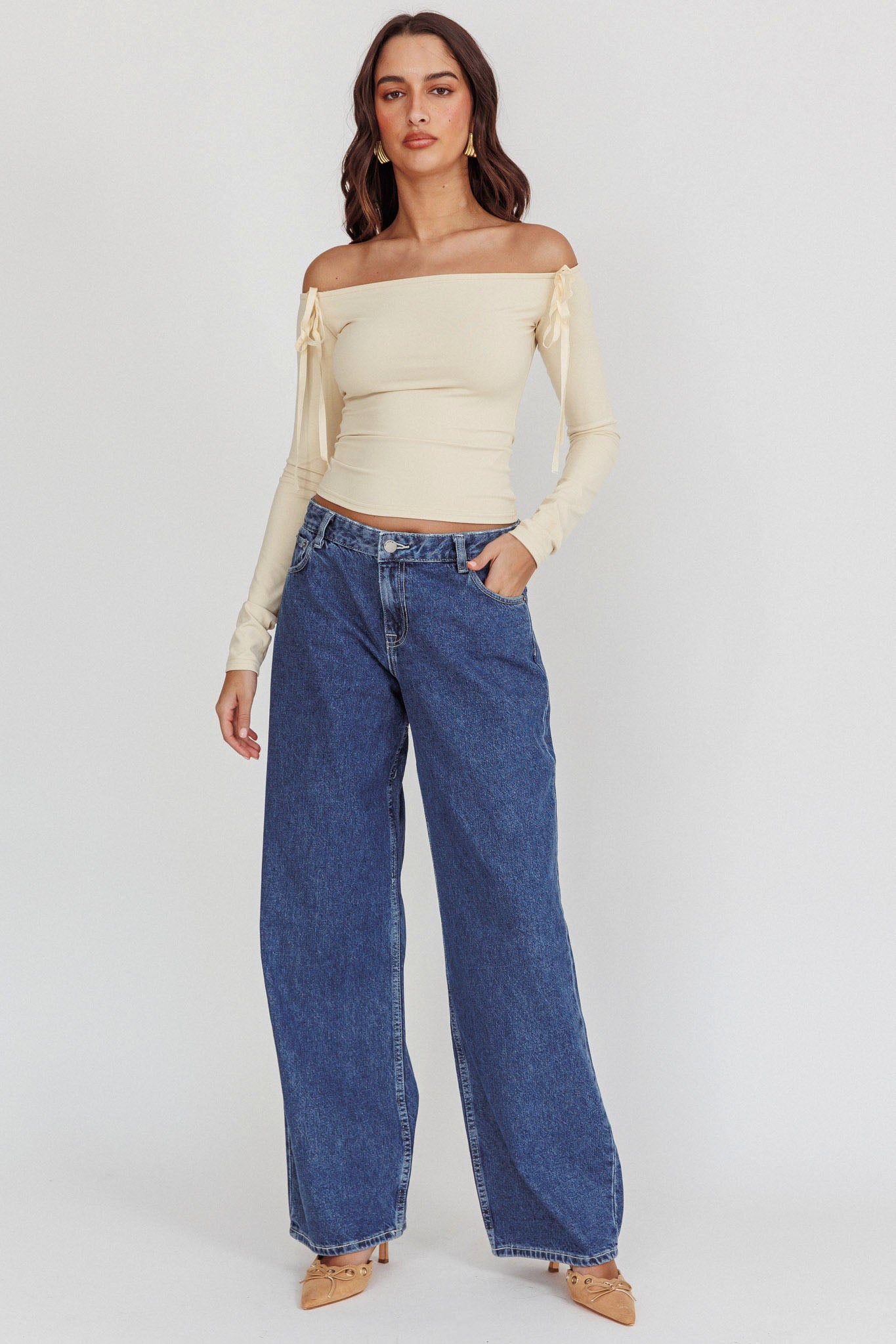 DR DENIM Hill Low Jeans Pebble Mid Stone by Selfie Leslie