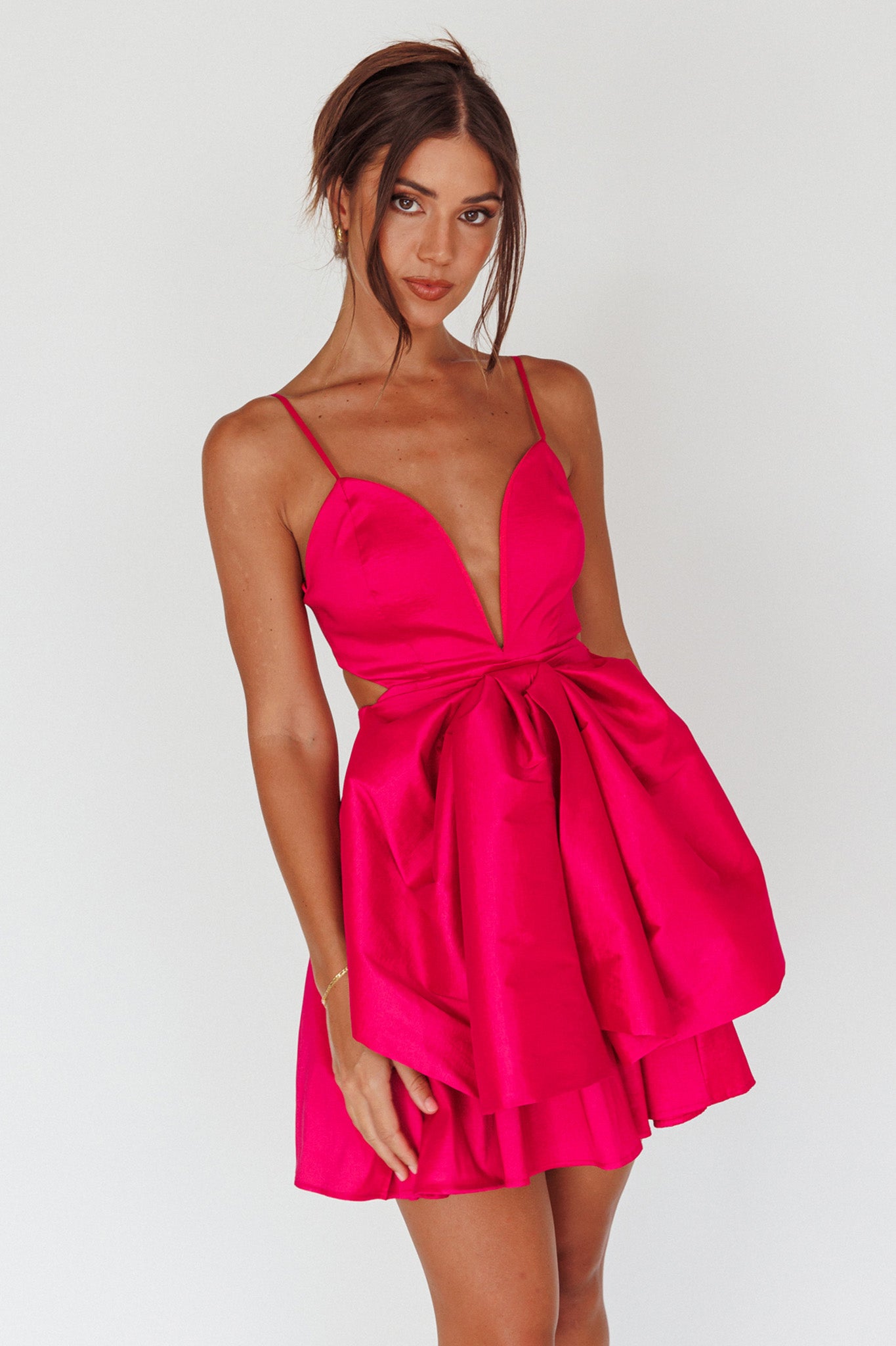 big bow mini dress Life Is Rosy Large Bow Mini Dress Fuchsia