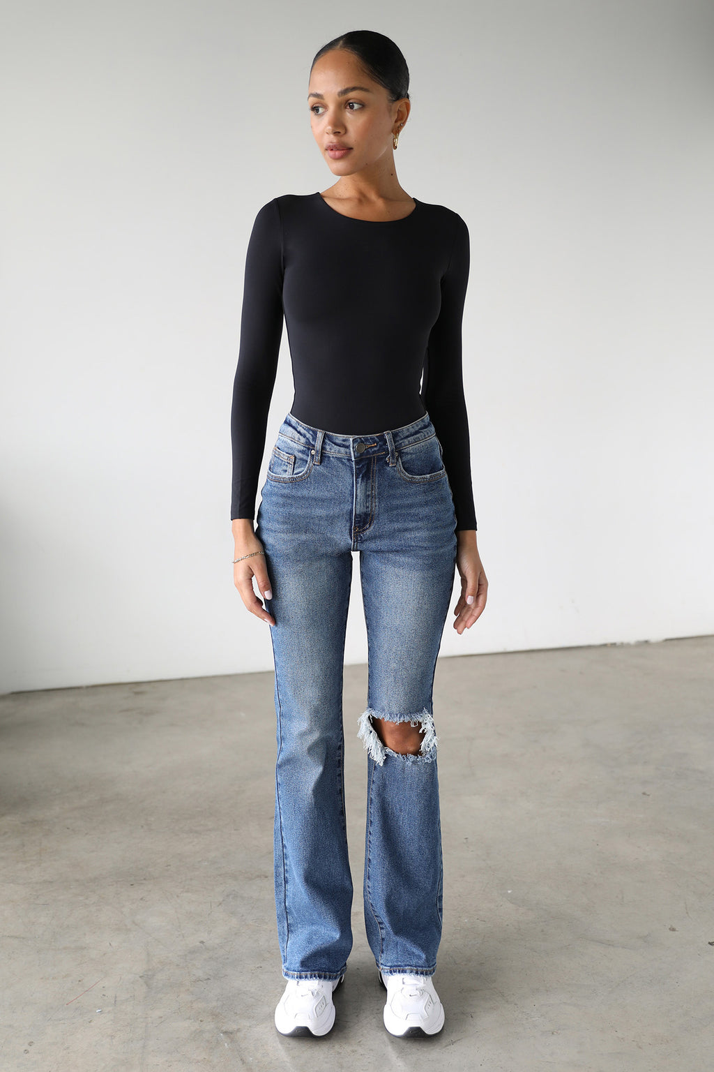 DOGMA High Rise Flare Leg Denim Jeans Dark Wash by Selfie Leslie
