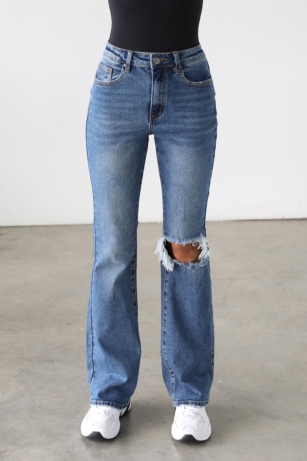 DOGMA High Rise Flare Leg Denim Jeans Dark Wash by Selfie Leslie