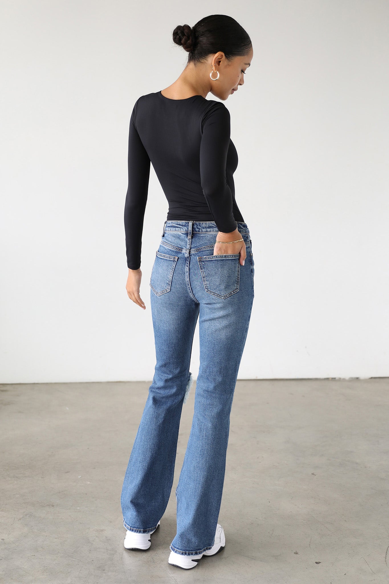 DOGMA High Rise Flare Leg Denim Jeans Dark Wash by Selfie Leslie
