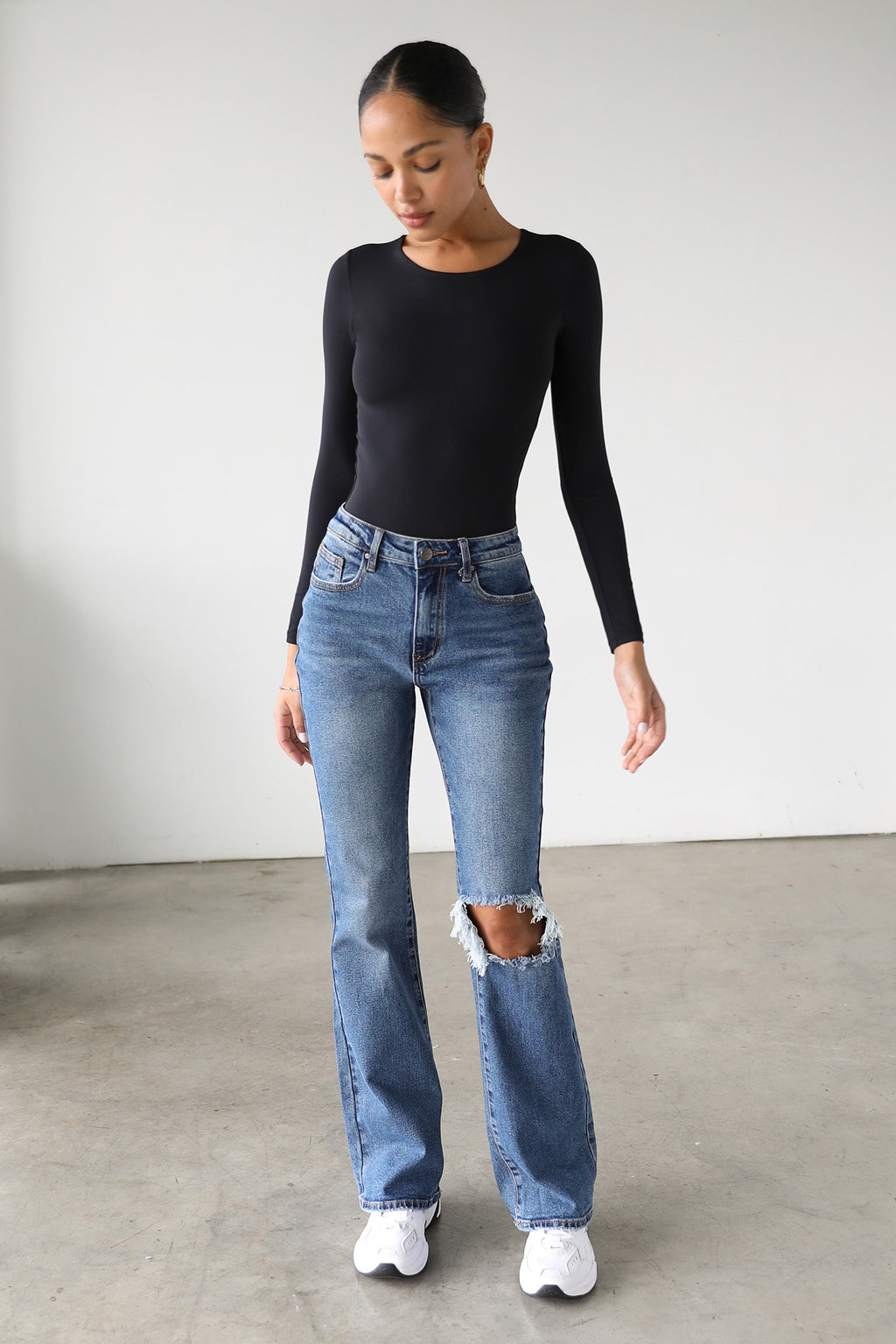 DOGMA High Rise Flare Leg Denim Jeans Dark Wash by Selfie Leslie