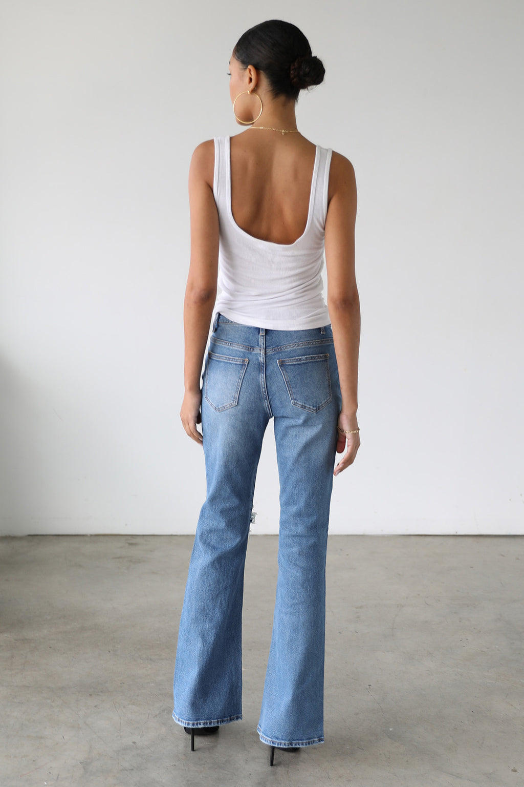 DOGMA High Rise Flare Leg Denim Jeans Medium Wash by Selfie Leslie