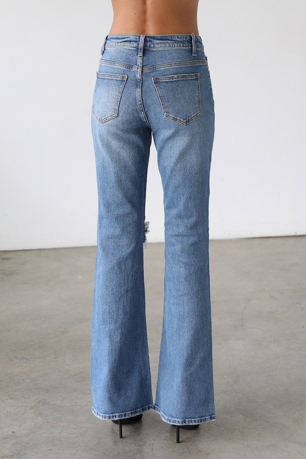DOGMA High Rise Flare Leg Denim Jeans Medium Wash by Selfie Leslie