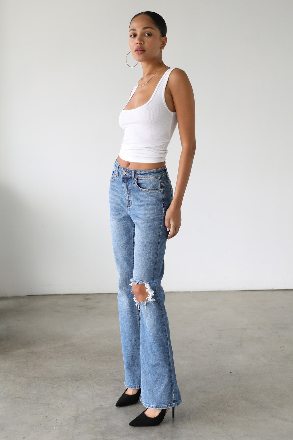 DOGMA High Rise Flare Leg Denim Jeans Medium Wash by Selfie Leslie