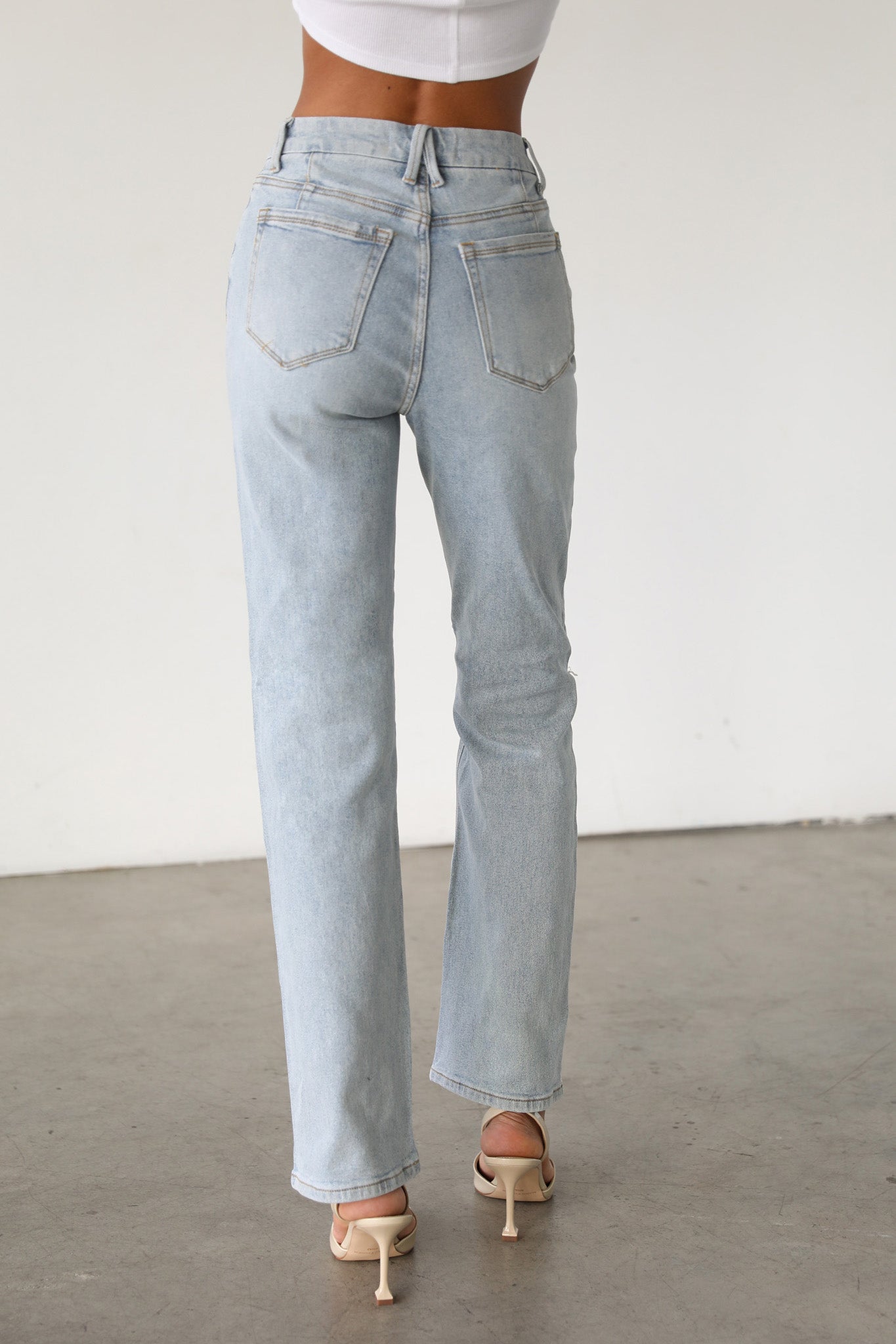 DOGMA High Rise Straight Leg Denim Jeans Light Wash by Selfie Leslie