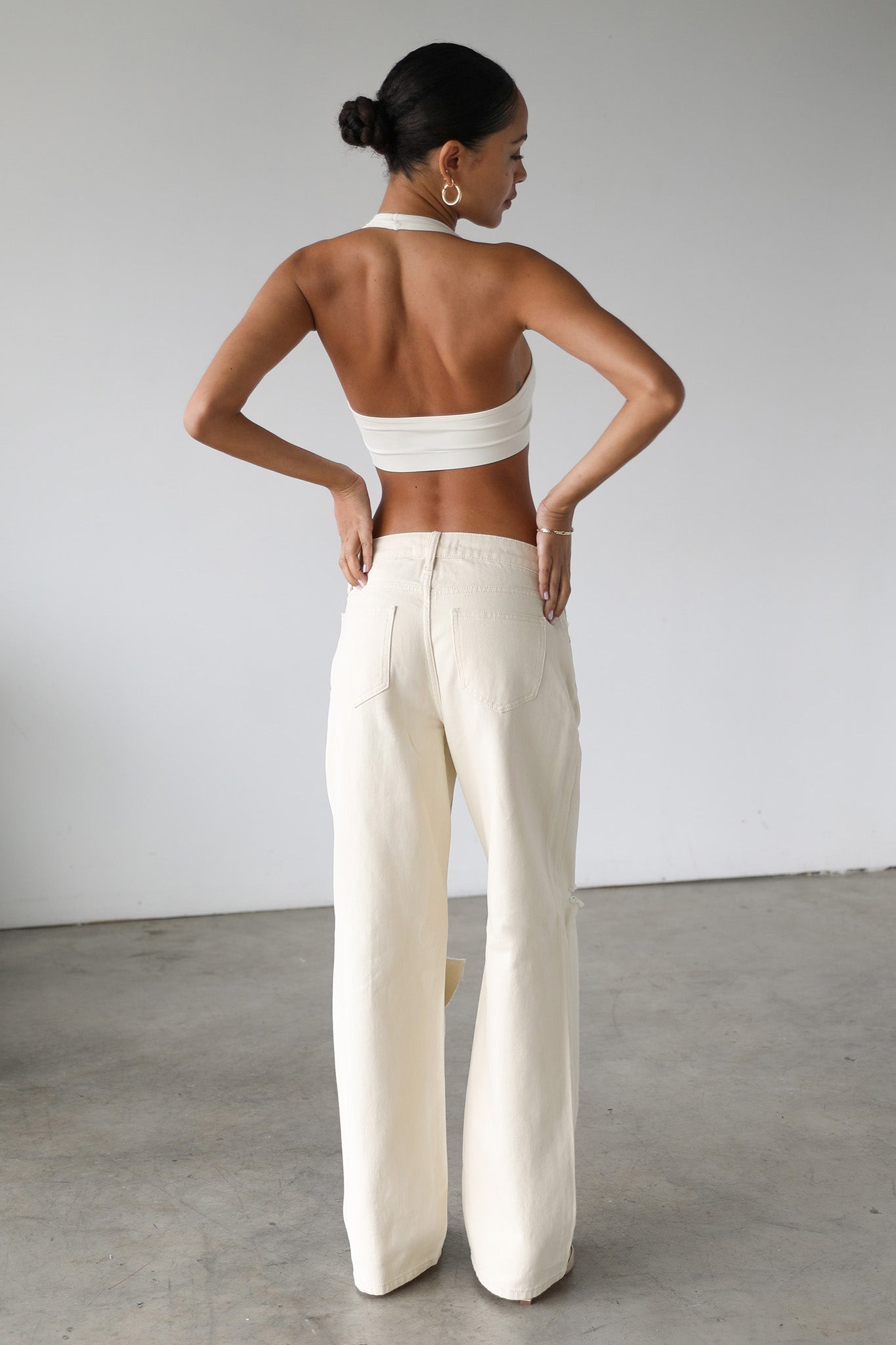 DOGMA Straight Wide Leg Skater Denim Jeans Cream | Selfie Leslie