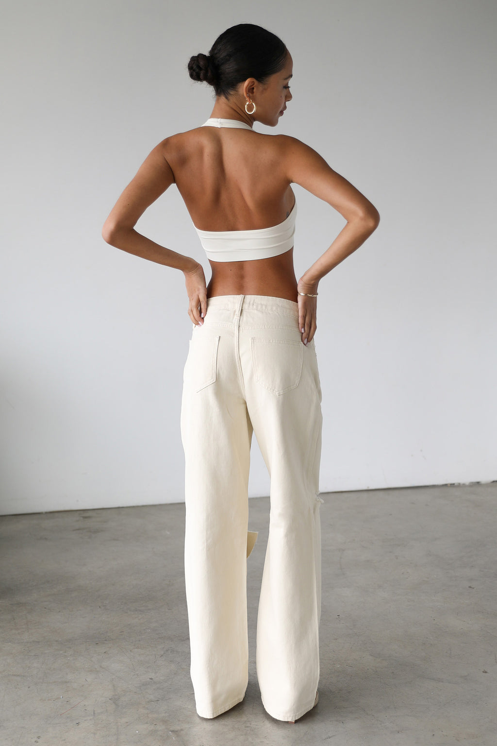 DOGMA Straight Wide Leg Skater Denim Jeans Cream by Selfie Leslie