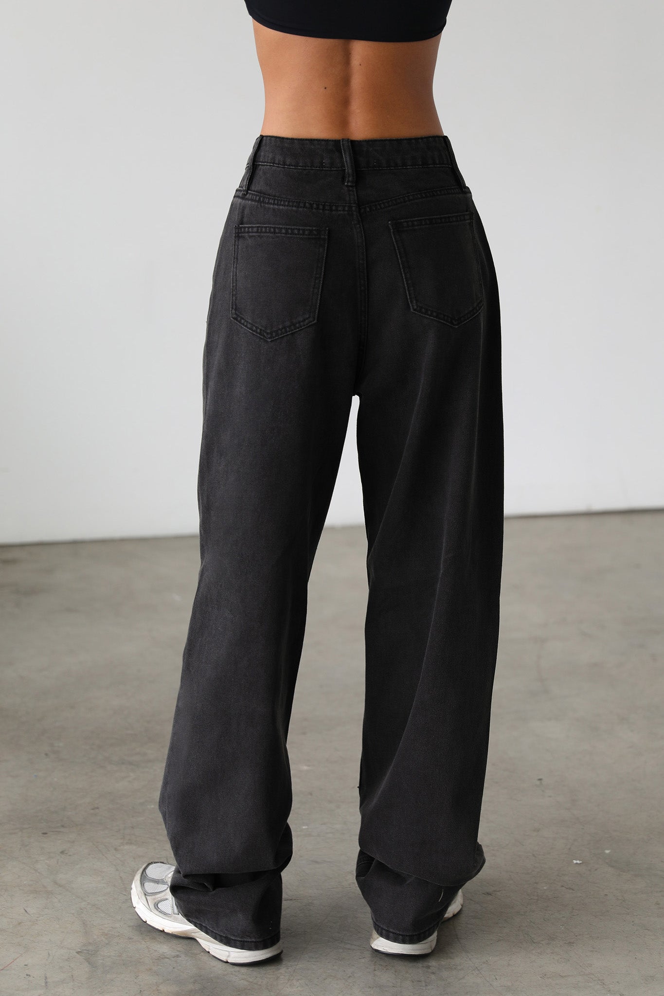 DOGMA High Rise Straight Wide Leg Skater Denim Jeans Black Wash by Selfie Leslie