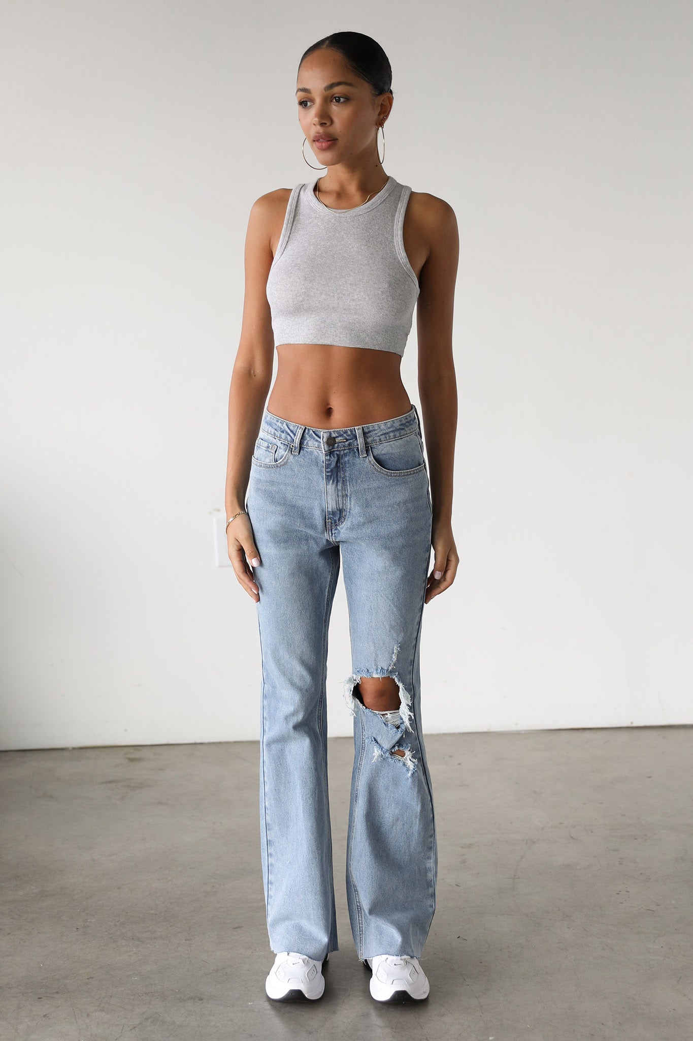 DOGMA High Rise Flare Denim Jeans Medium Wash by Selfie Leslie