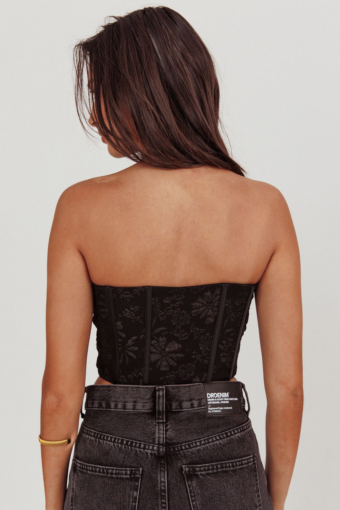 Ziah Hook & Eye Corset Top Black by Selfie Leslie