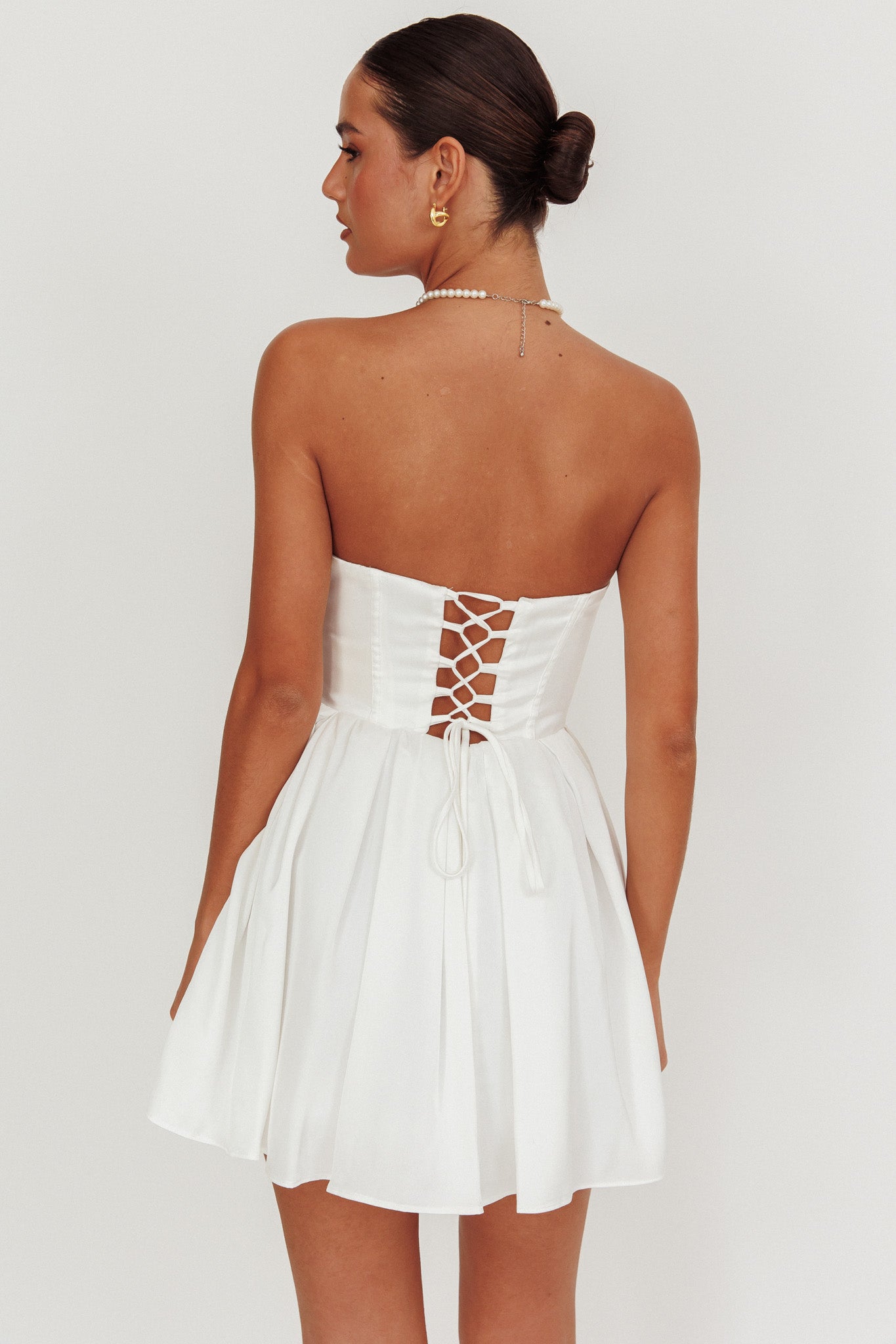 What I Like Sweetheart Neckline Mini Dress Ivory by Selfie Leslie