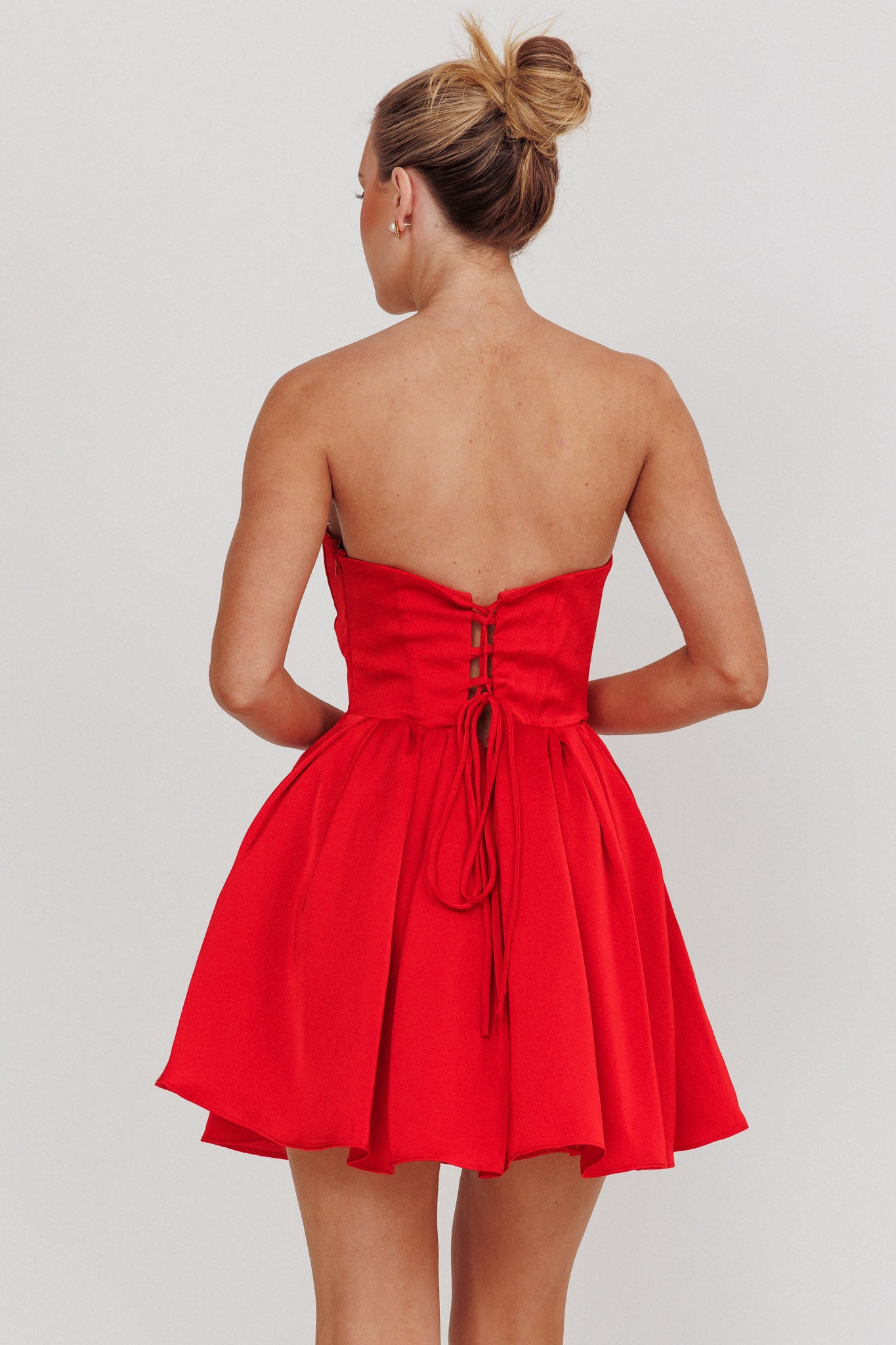 red sweetheart mini dress boohoo Women's Sweetheart Neck Foldover Puff Ball Mini Dress