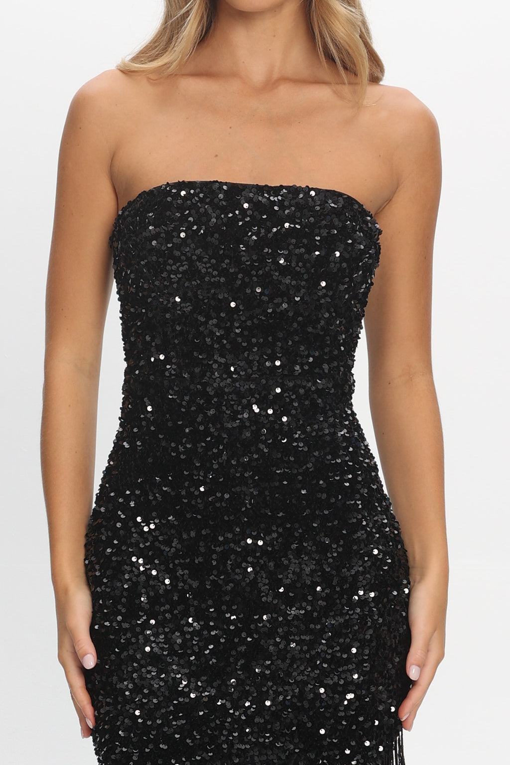 sequin tassel midi dress Hand Embellished Sequin Tassel Midi Dress