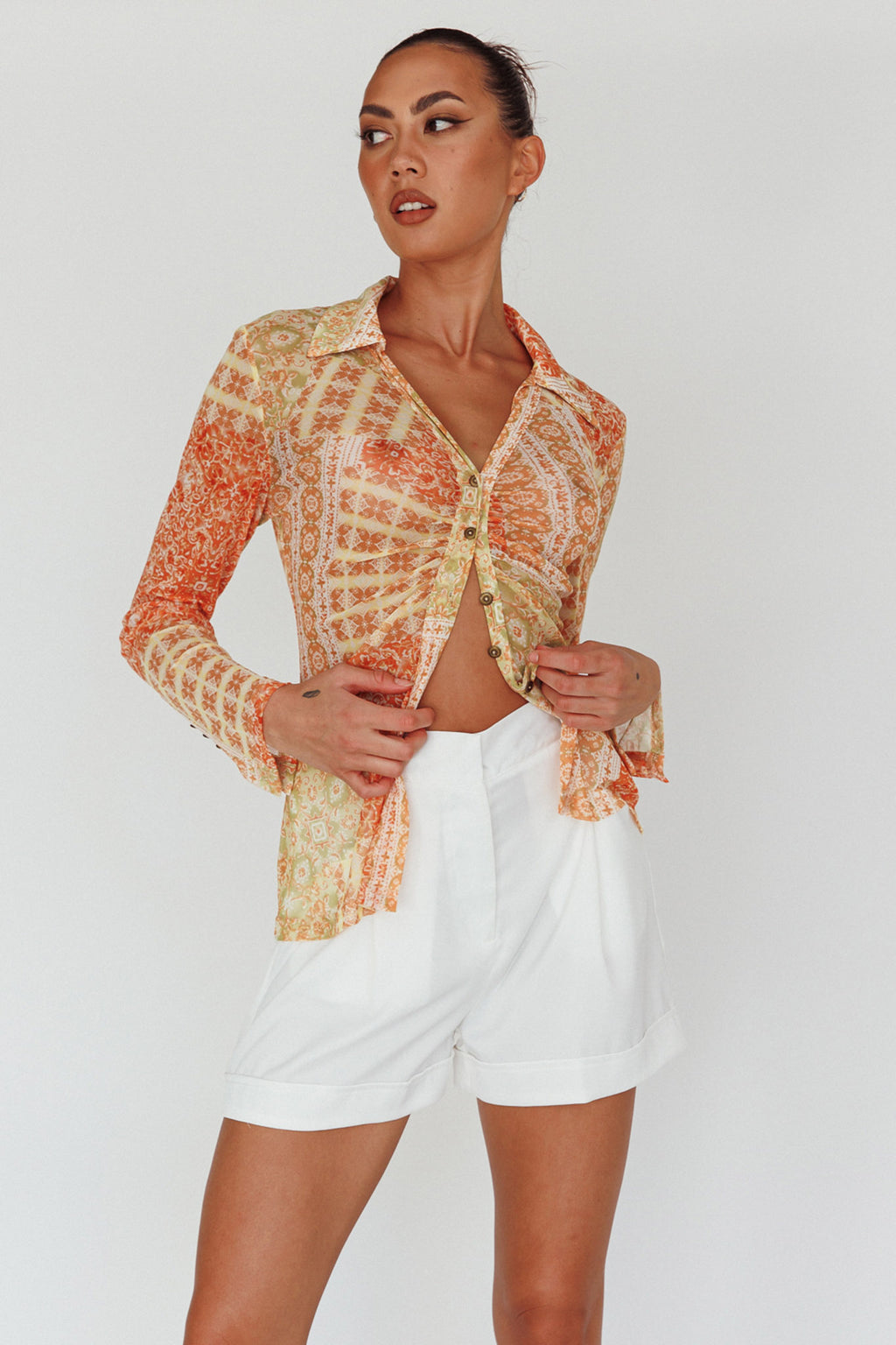 Maxeen Side Pocket Shorts White by Selfie Leslie