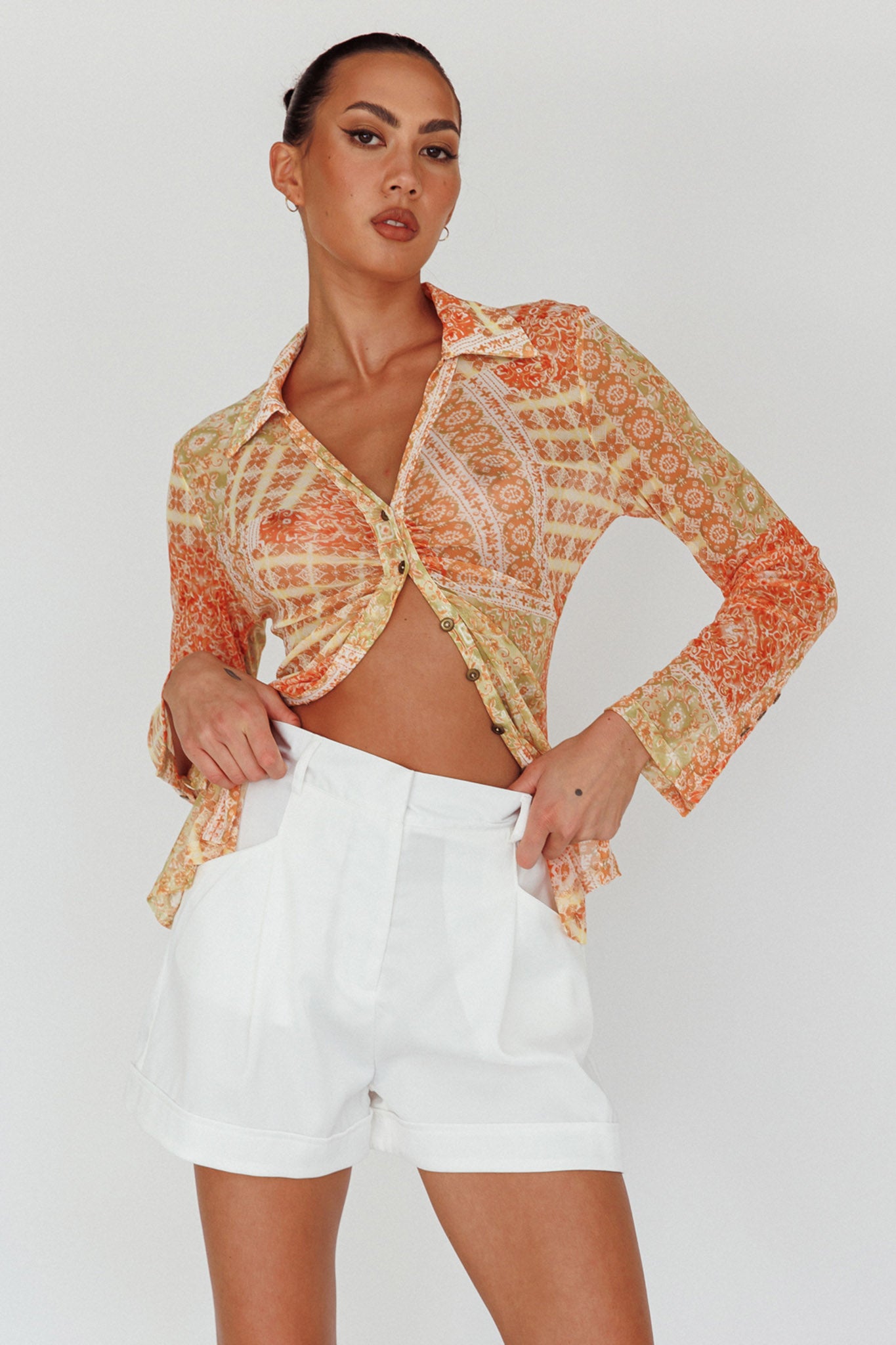 Maxeen Side Pocket Shorts White by Selfie Leslie