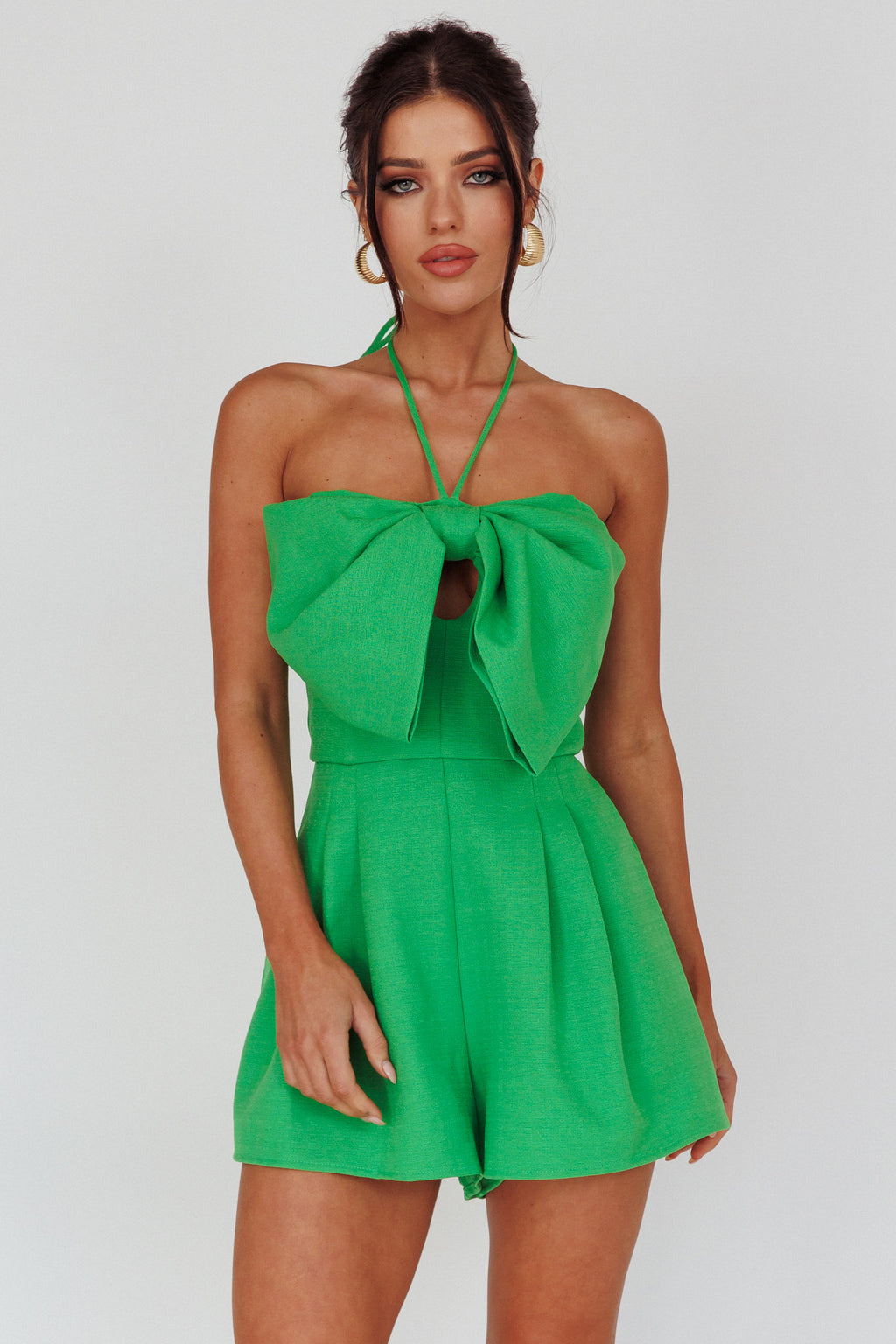 Tink Bow Bust Romper Kelly Green by Selfie Leslie