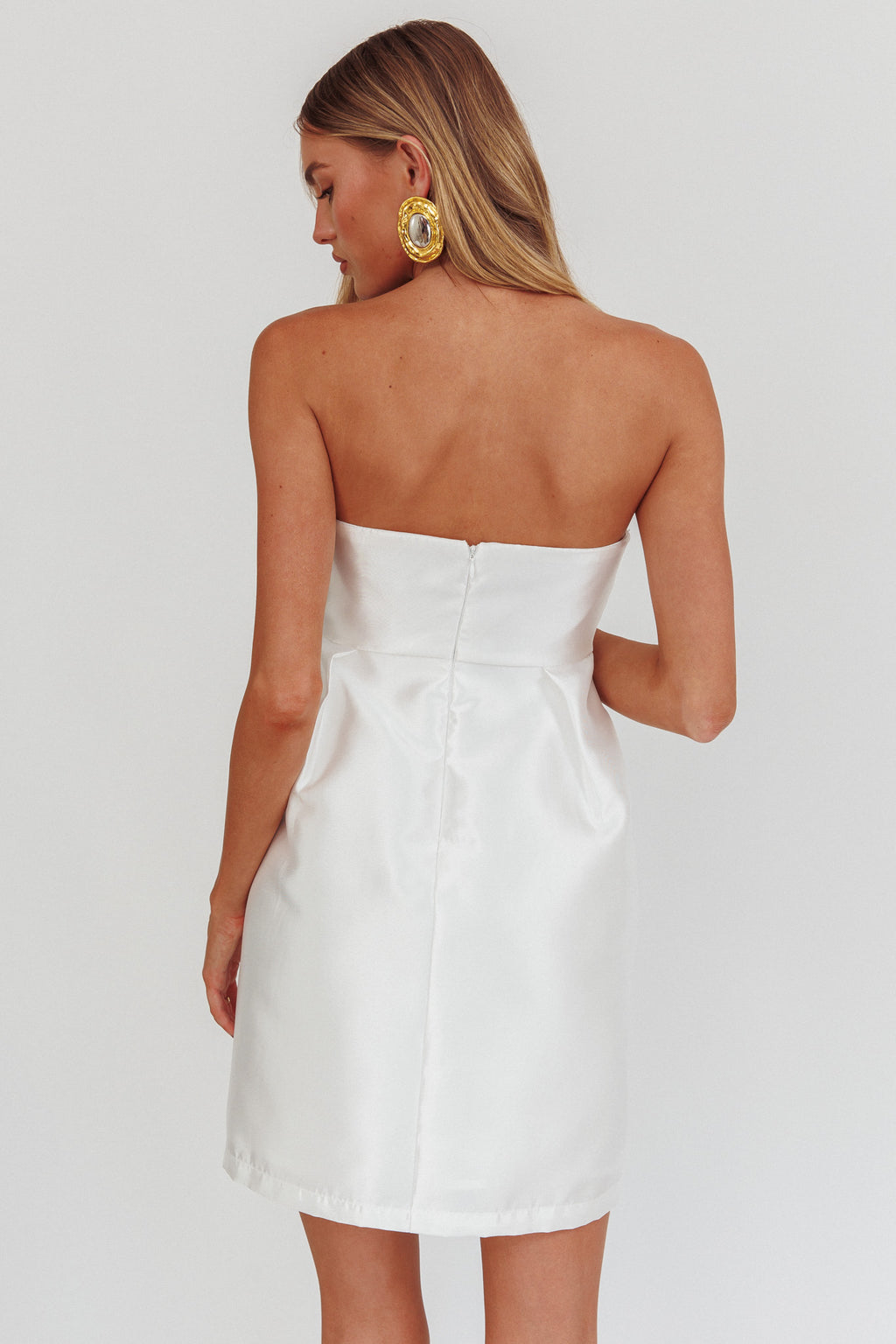 Waylon Double Bow Mini Dress Off White by Selfie Leslie
