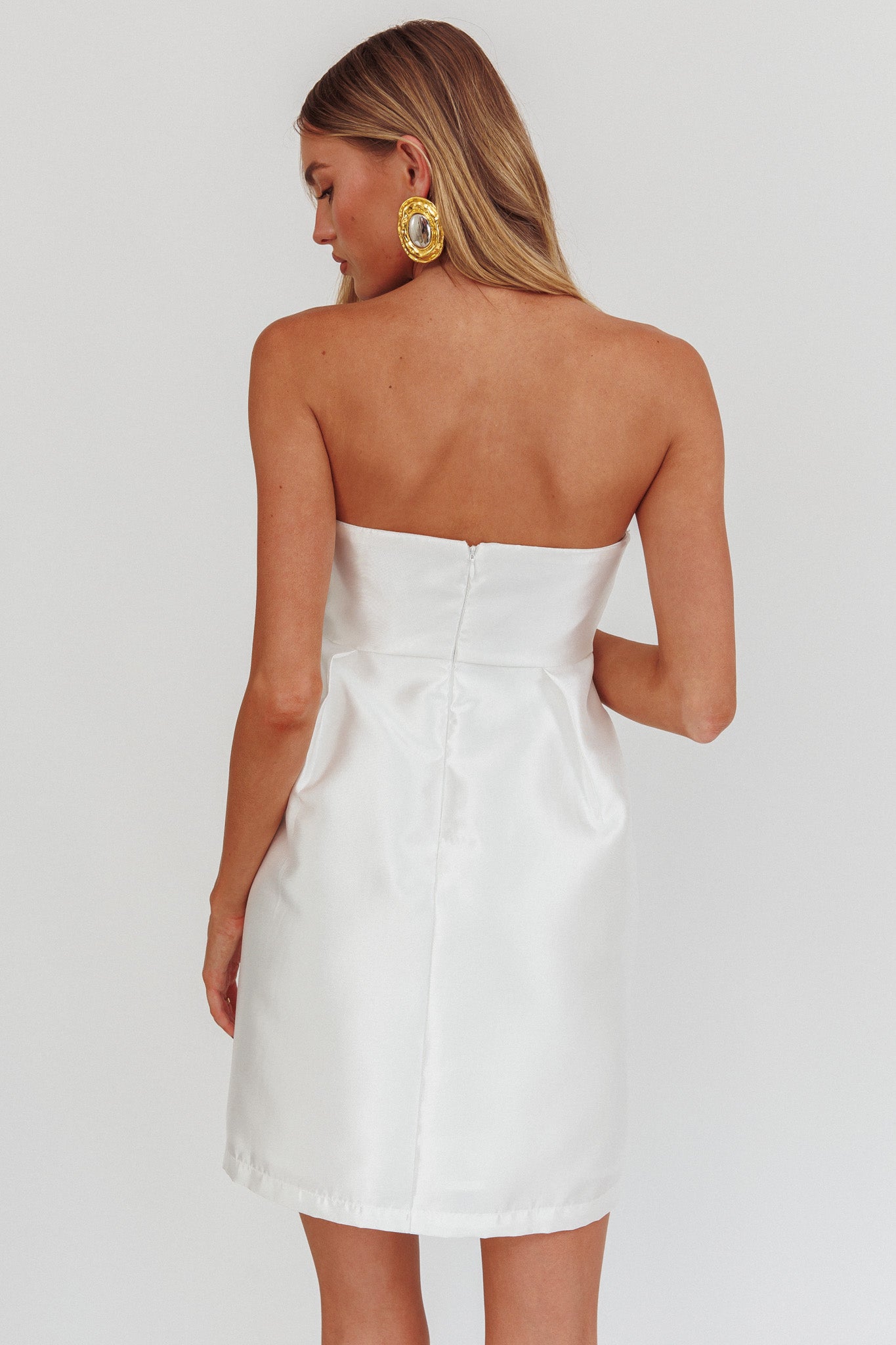 Waylon Double Bow Mini Dress Off White by Selfie Leslie