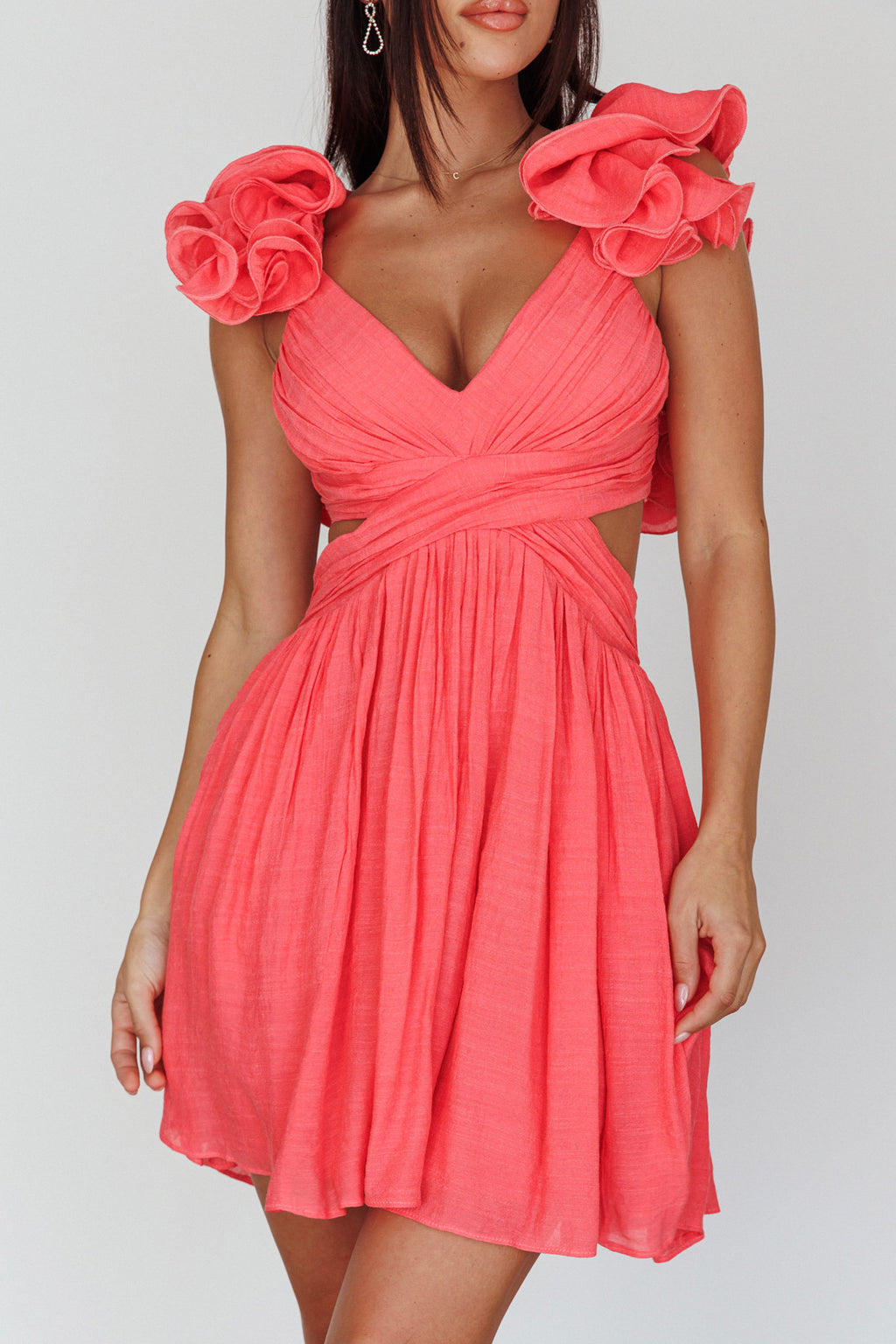 Adagio Lace-Up Back Mini Dress Flamingo by Selfie Leslie