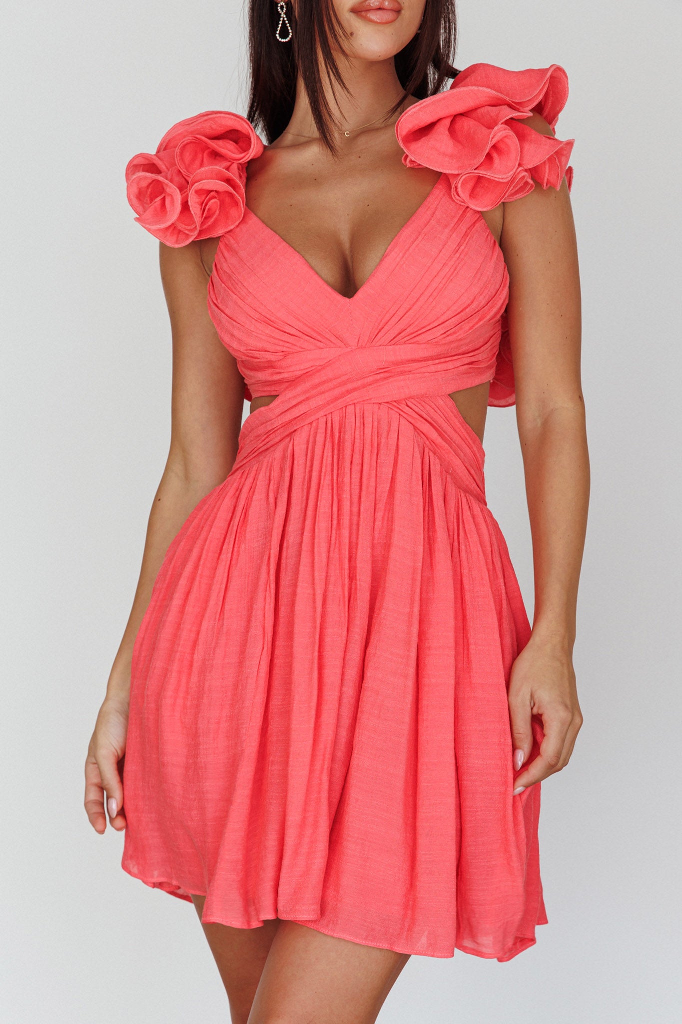 Adagio Lace-Up Back Mini Dress Flamingo by Selfie Leslie