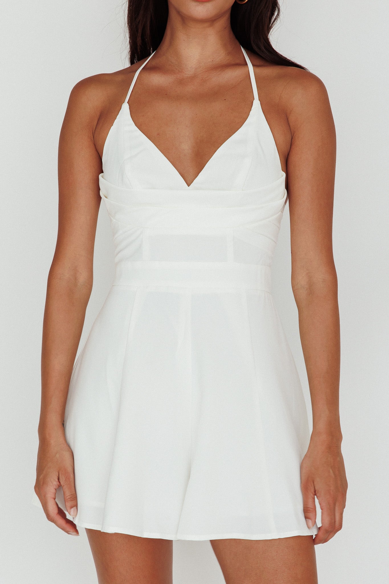 Summer Light Lace-Up Back Romper White by Selfie Leslie