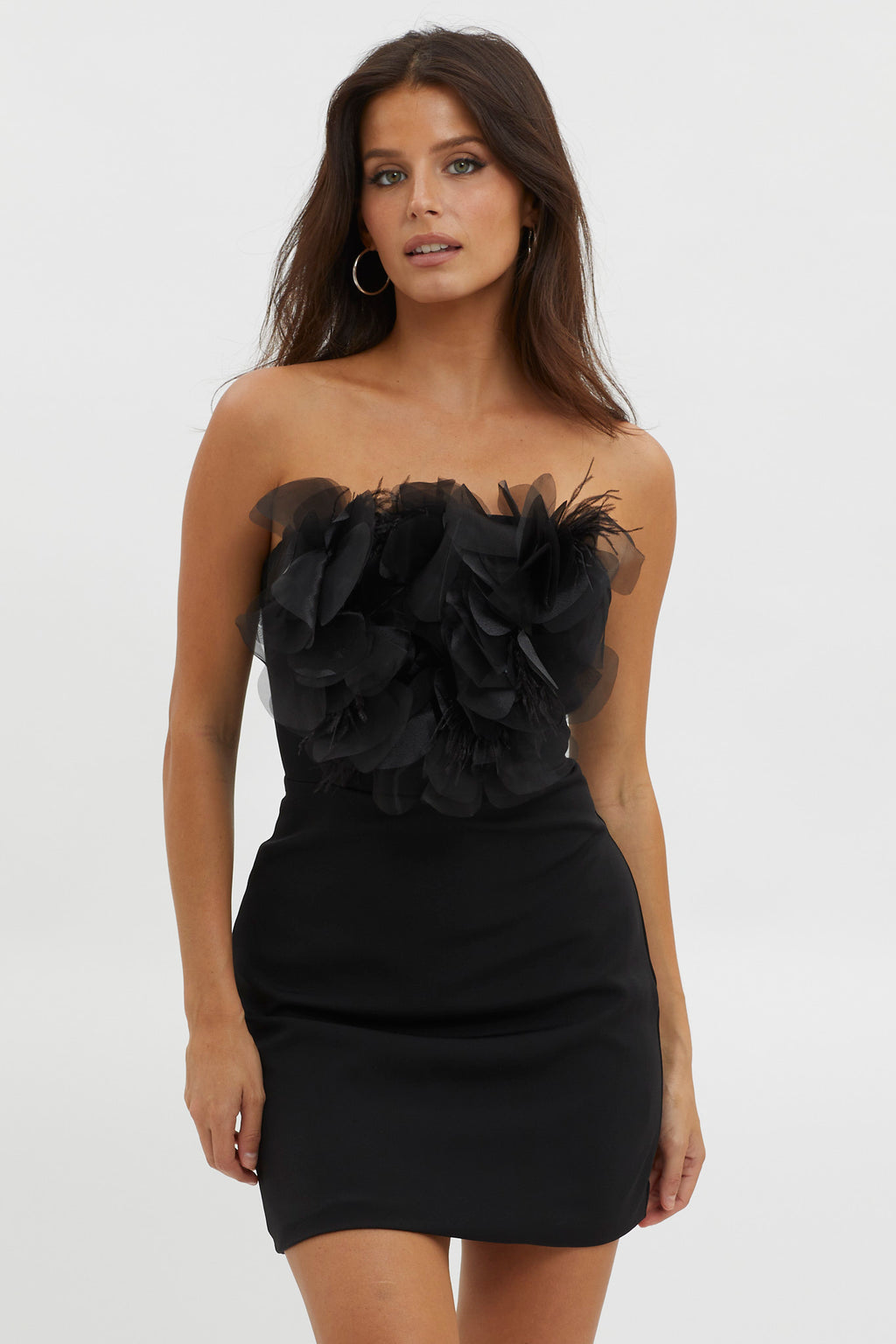 Magic At Night Embellished Bodice Dress Black by Selfie Leslie
