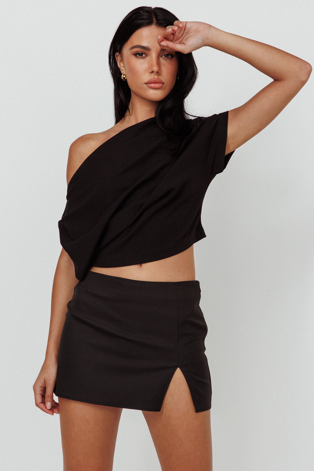Quinn One Shoulder Top Black by Selfie Leslie