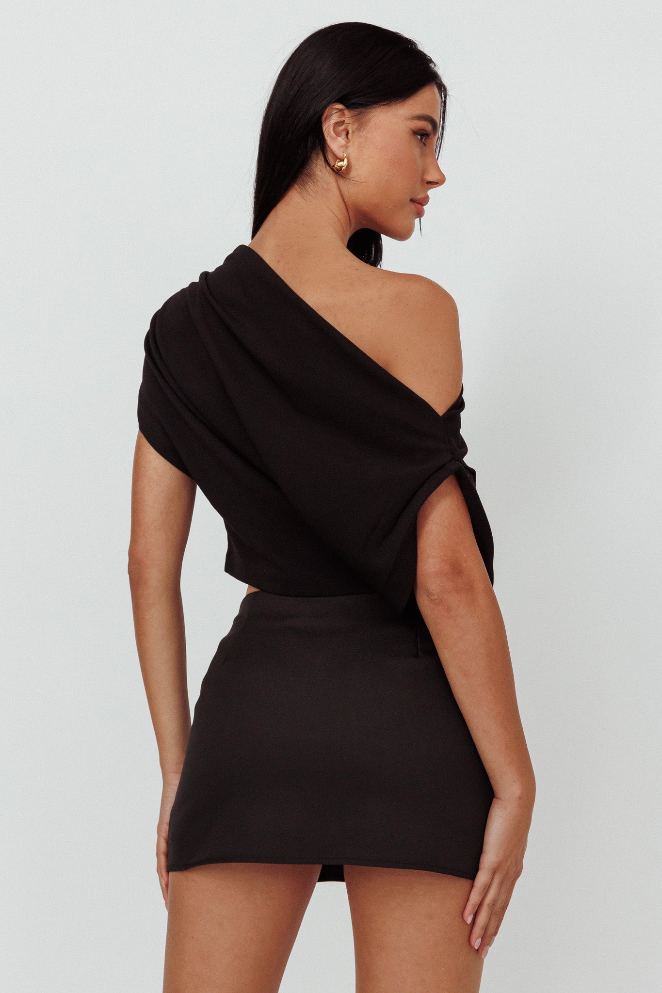 Quinn One Shoulder Top Black by Selfie Leslie