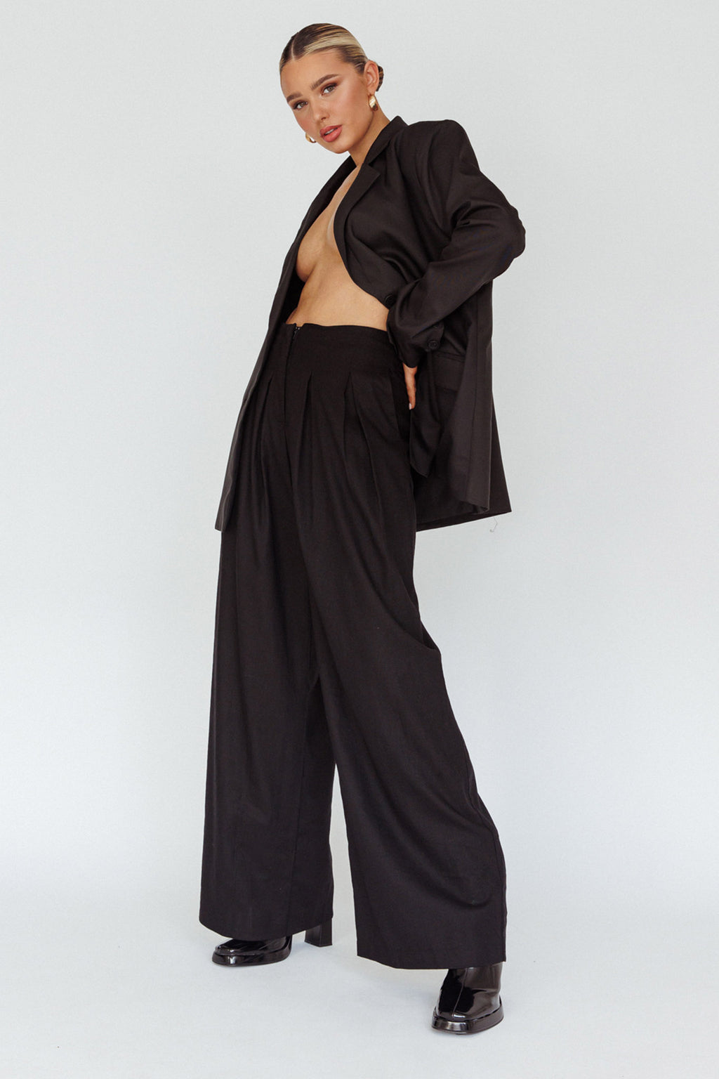 Sloan Side Pocket Trouser Pants Black by Selfie Leslie