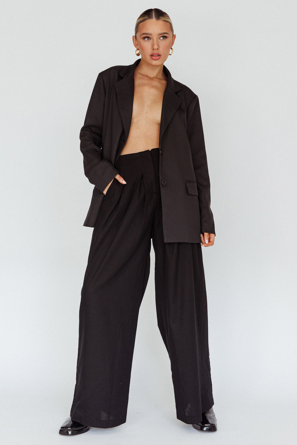 Sloan Side Pocket Trouser Pants Black by Selfie Leslie