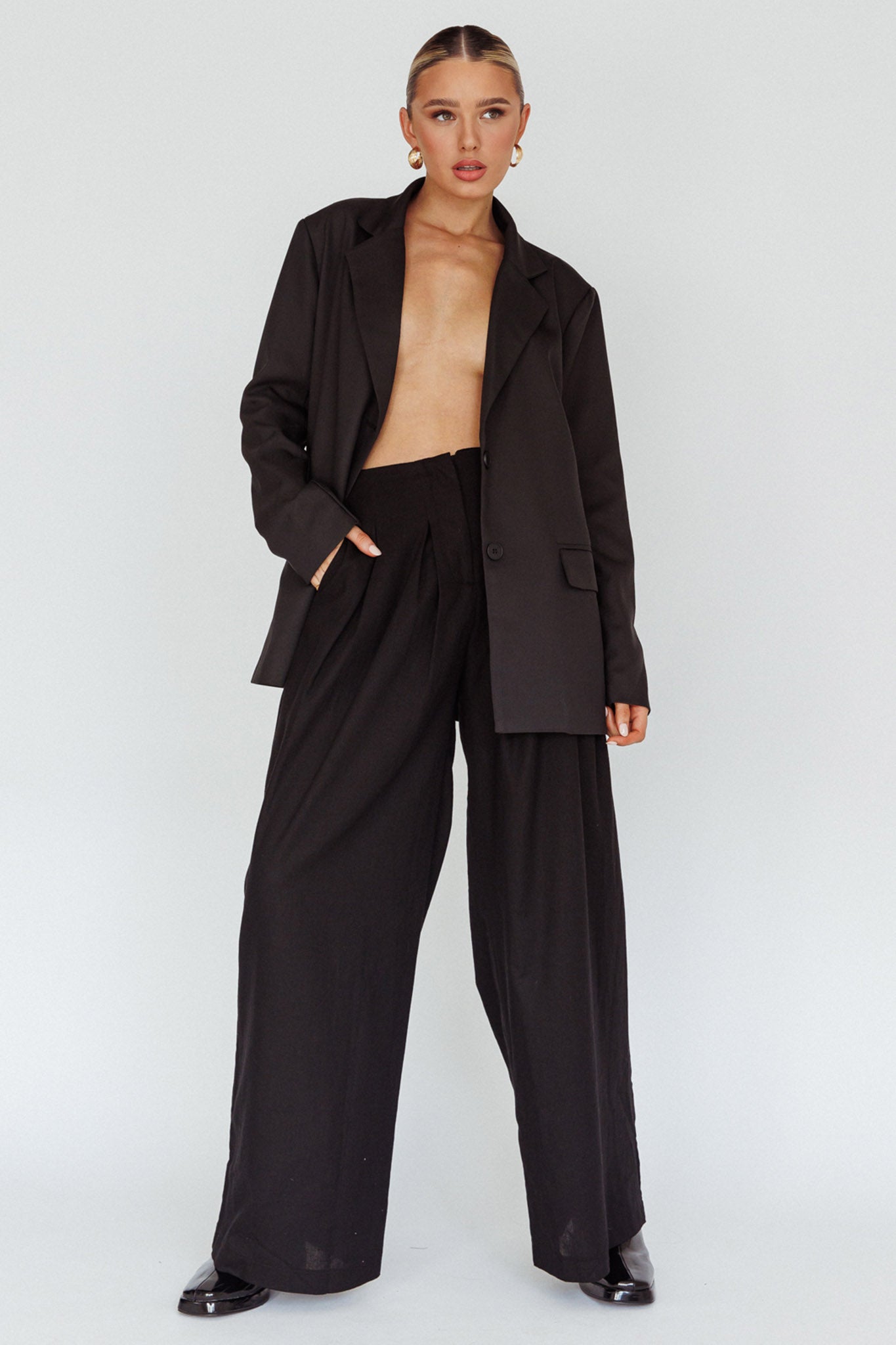 Sloan Side Pocket Trouser Pants Black by Selfie Leslie