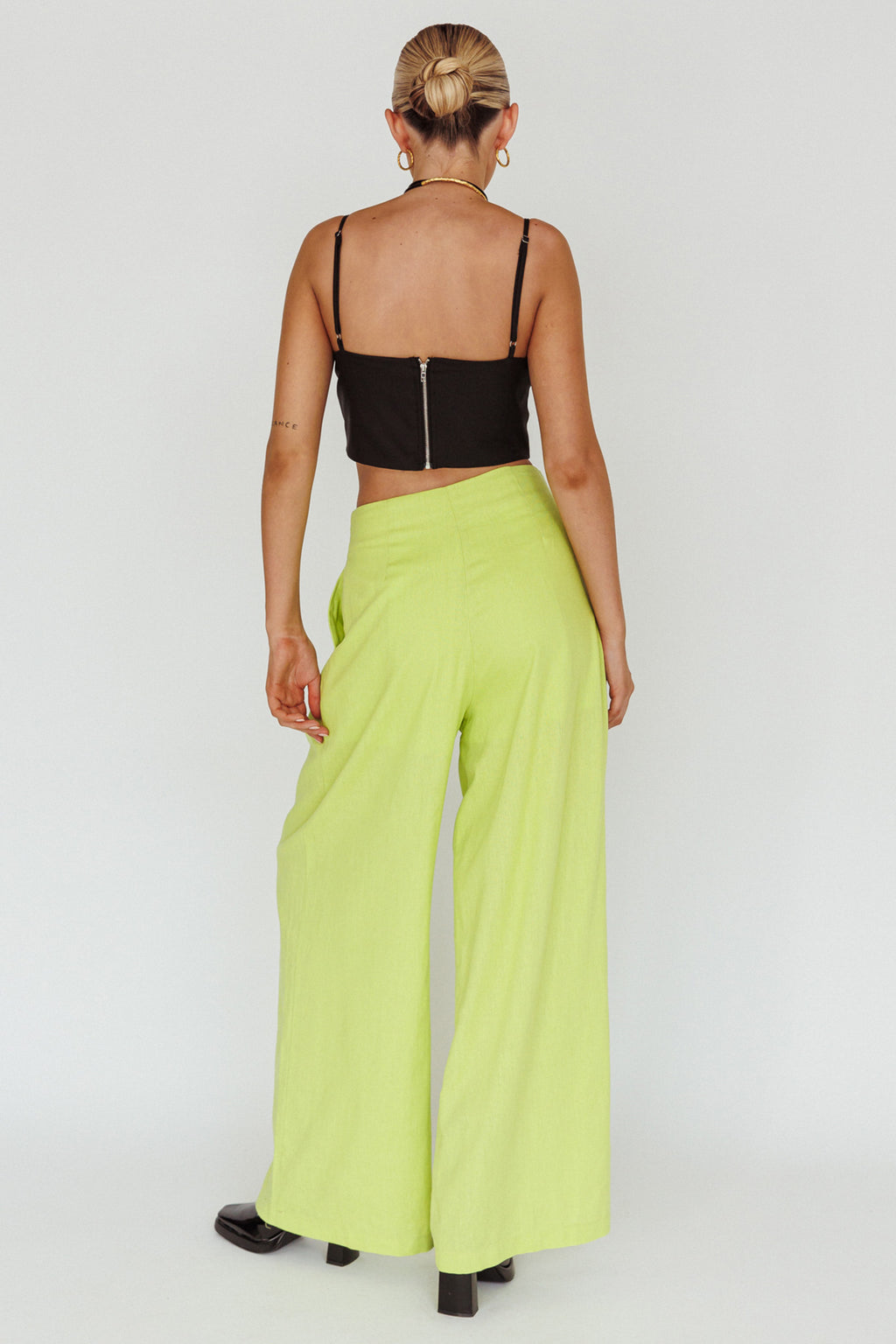 Sloan Side Pocket Trouser Pants Lime by Selfie Leslie