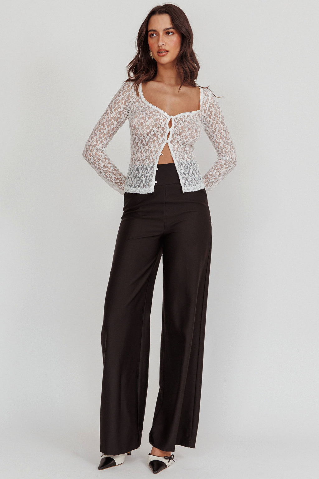 Nights Dream Wide Leg Pants Black by Selfie Leslie