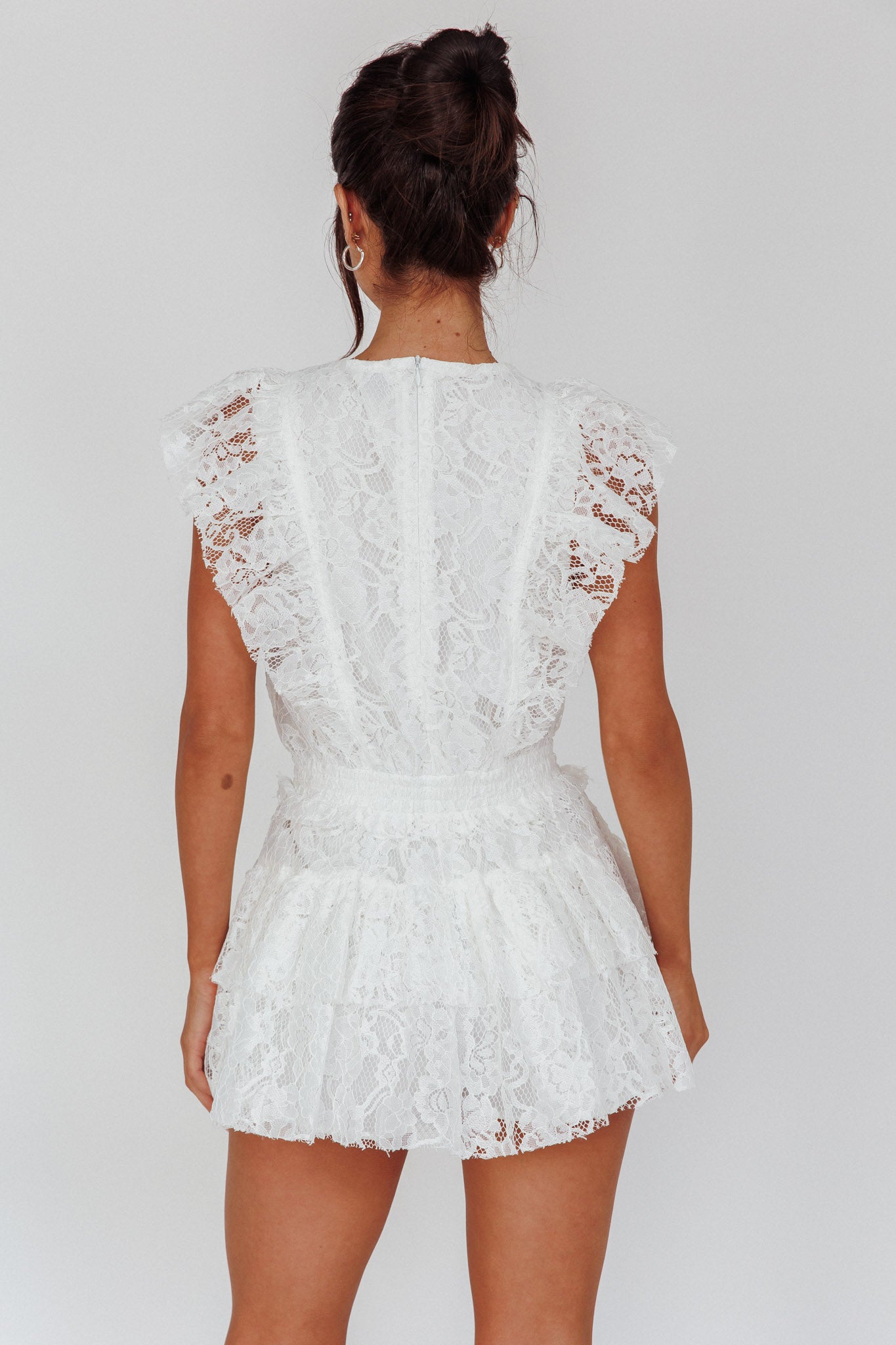 Sevila Sleeveless Lace Mini Dress White by Selfie Leslie