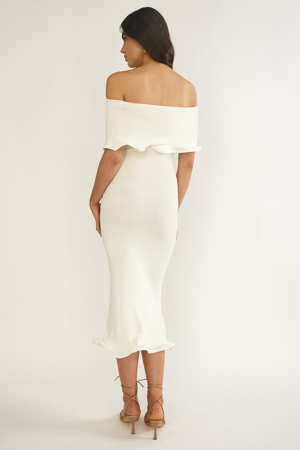 Rayna Off-Shoulder Midi Dress Ivory by Selfie Leslie