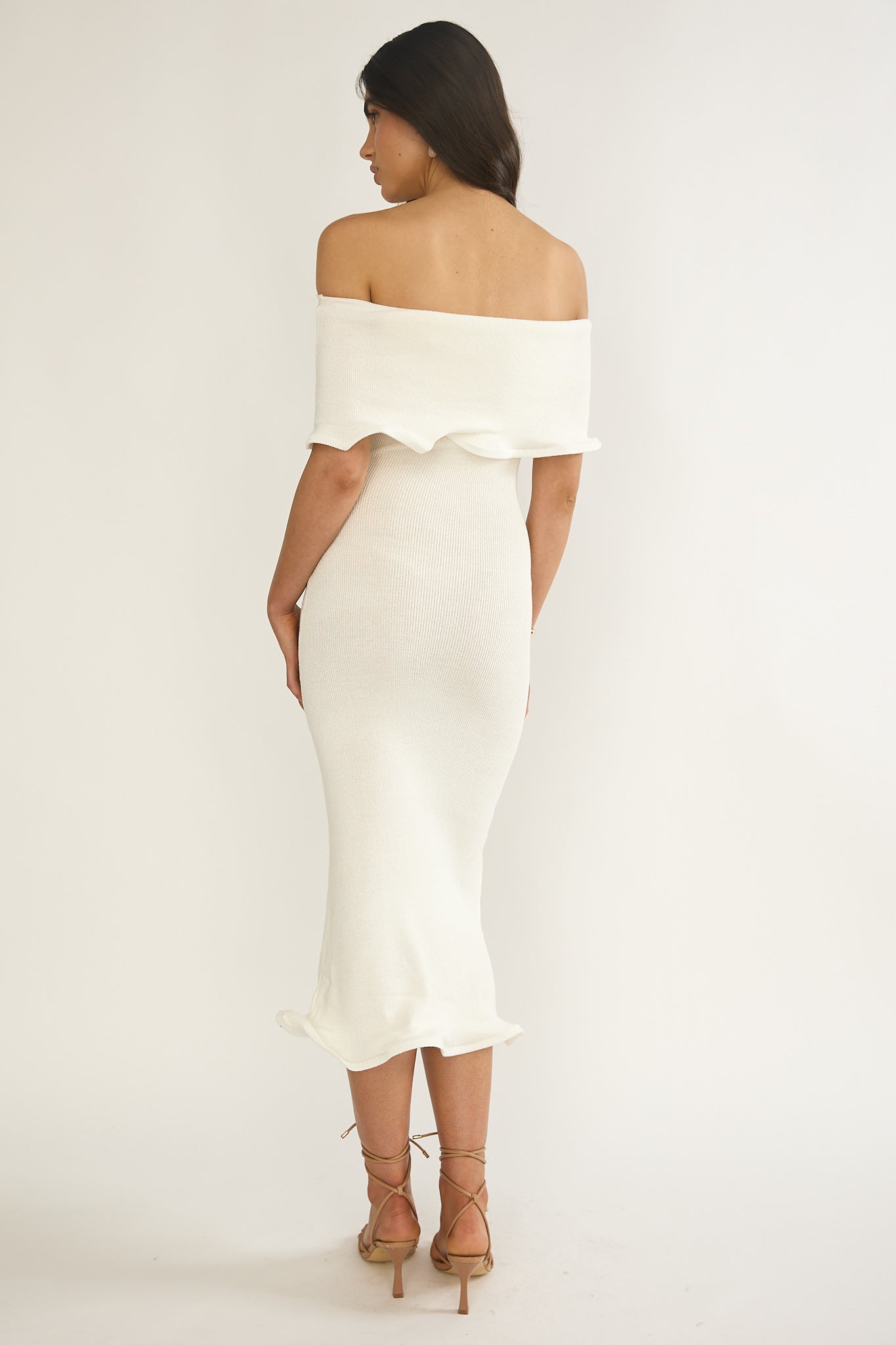 Rayna Off-Shoulder Midi Dress Ivory by Selfie Leslie