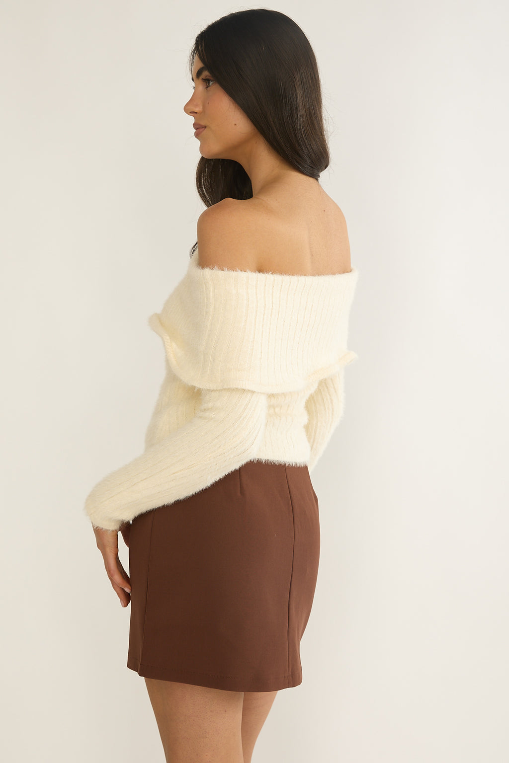 Orielle Wide Ruffle Off-Shoulder Top Cream by Selfie Leslie