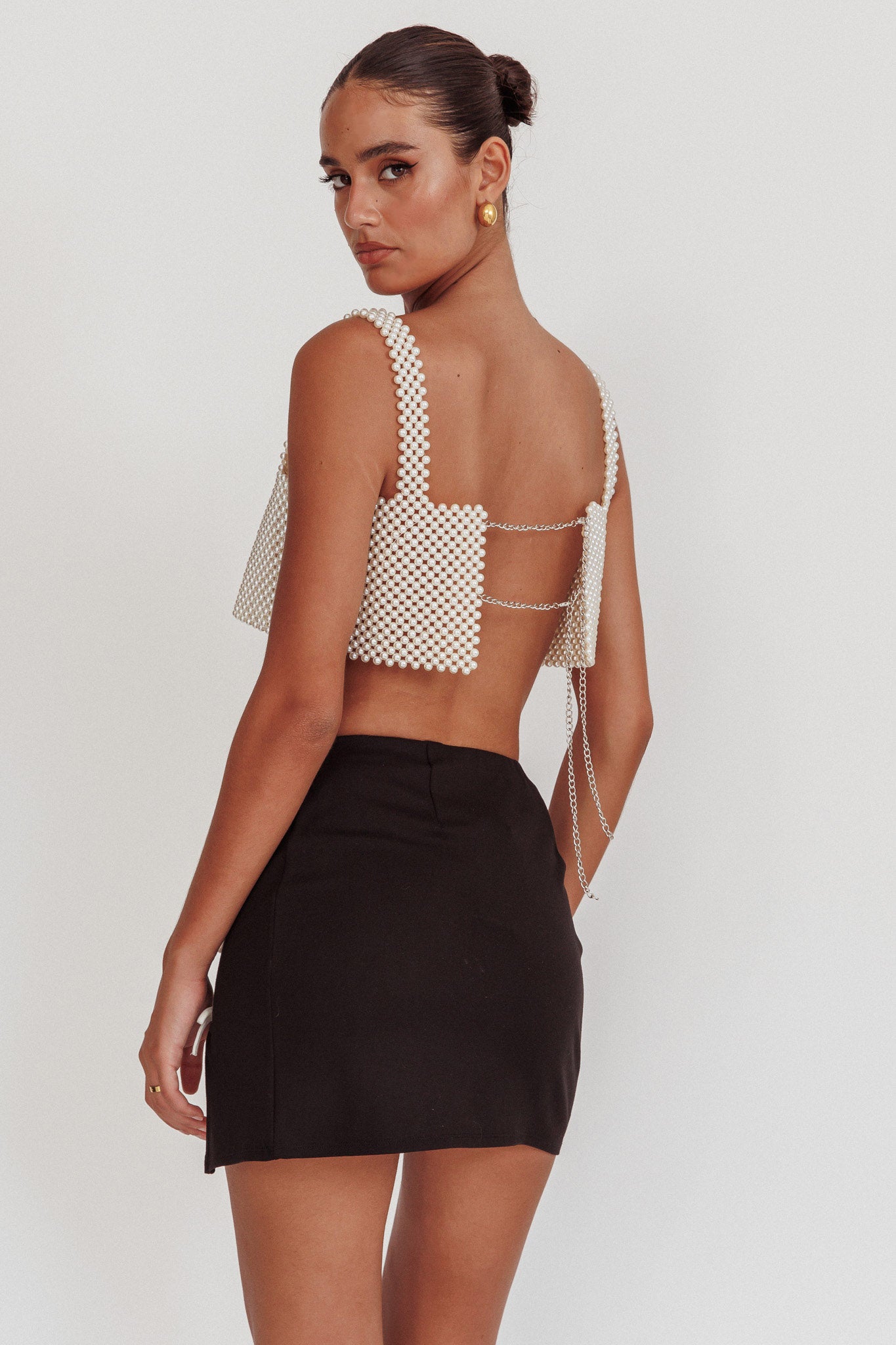 Kylah Crop Top Pearl by Selfie Leslie