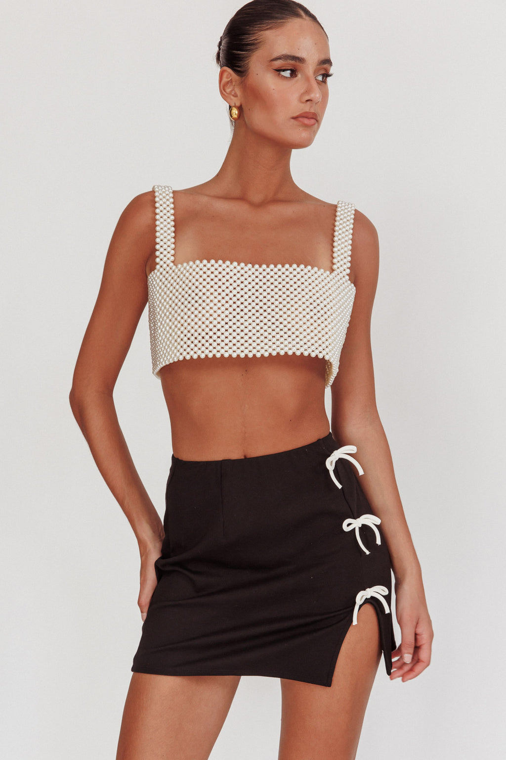 Kylah Crop Top Pearl by Selfie Leslie