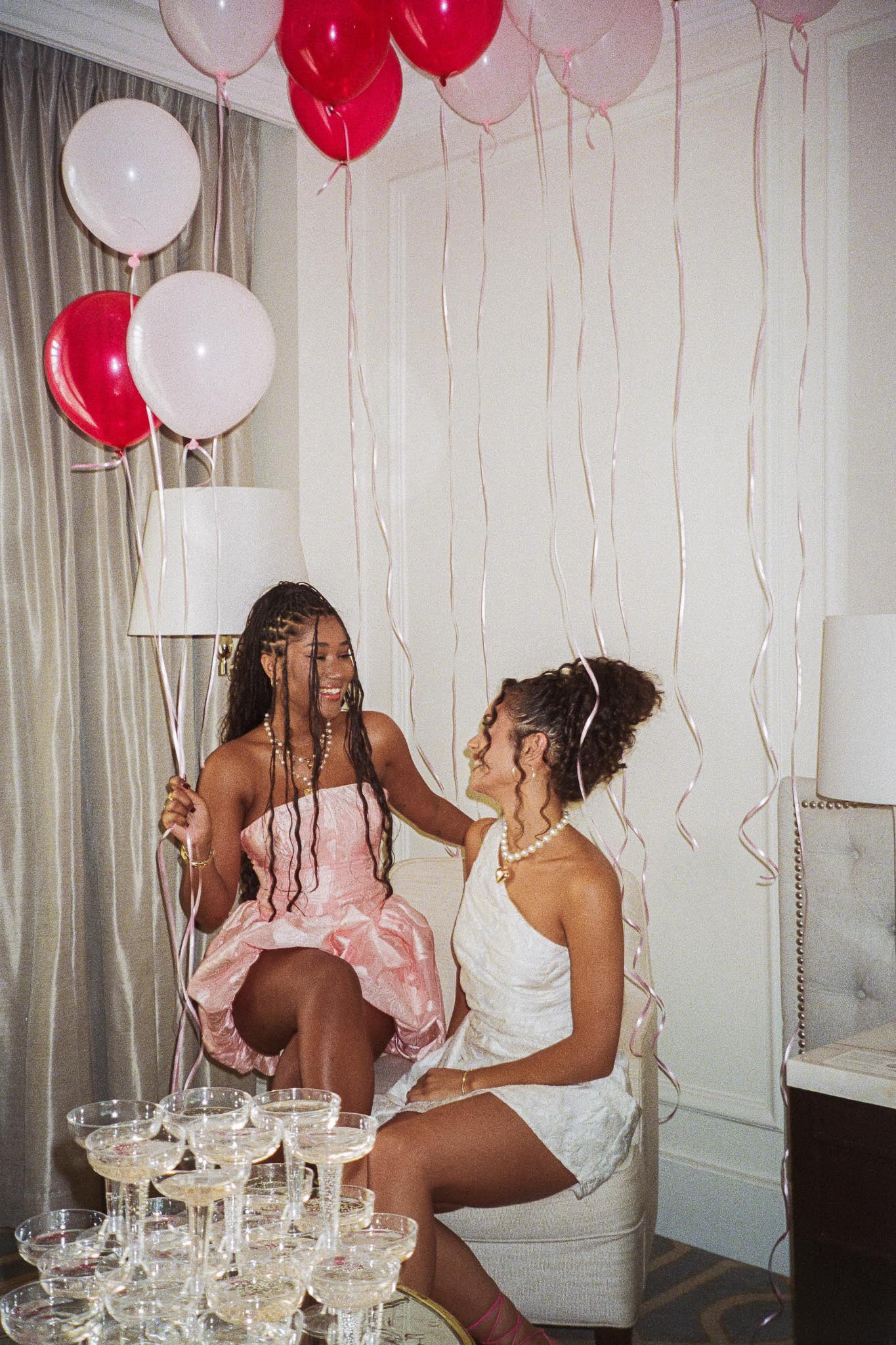 Monti Strapless Bubble Hem Mini Dress Embroidered Blush by Selfie Leslie