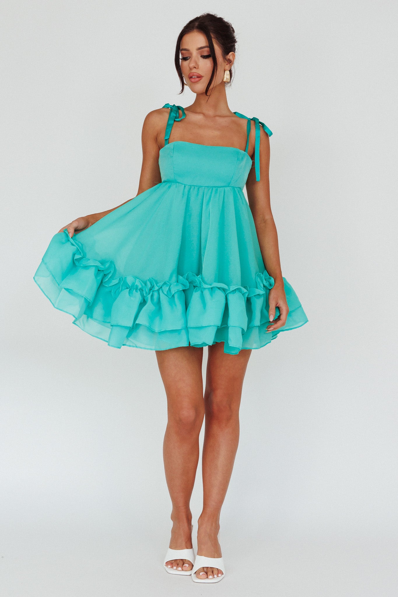 Dream Chaser Frill Hem Babydoll Dress Green Dream Chaser Frill Hem Babydoll Dress Green